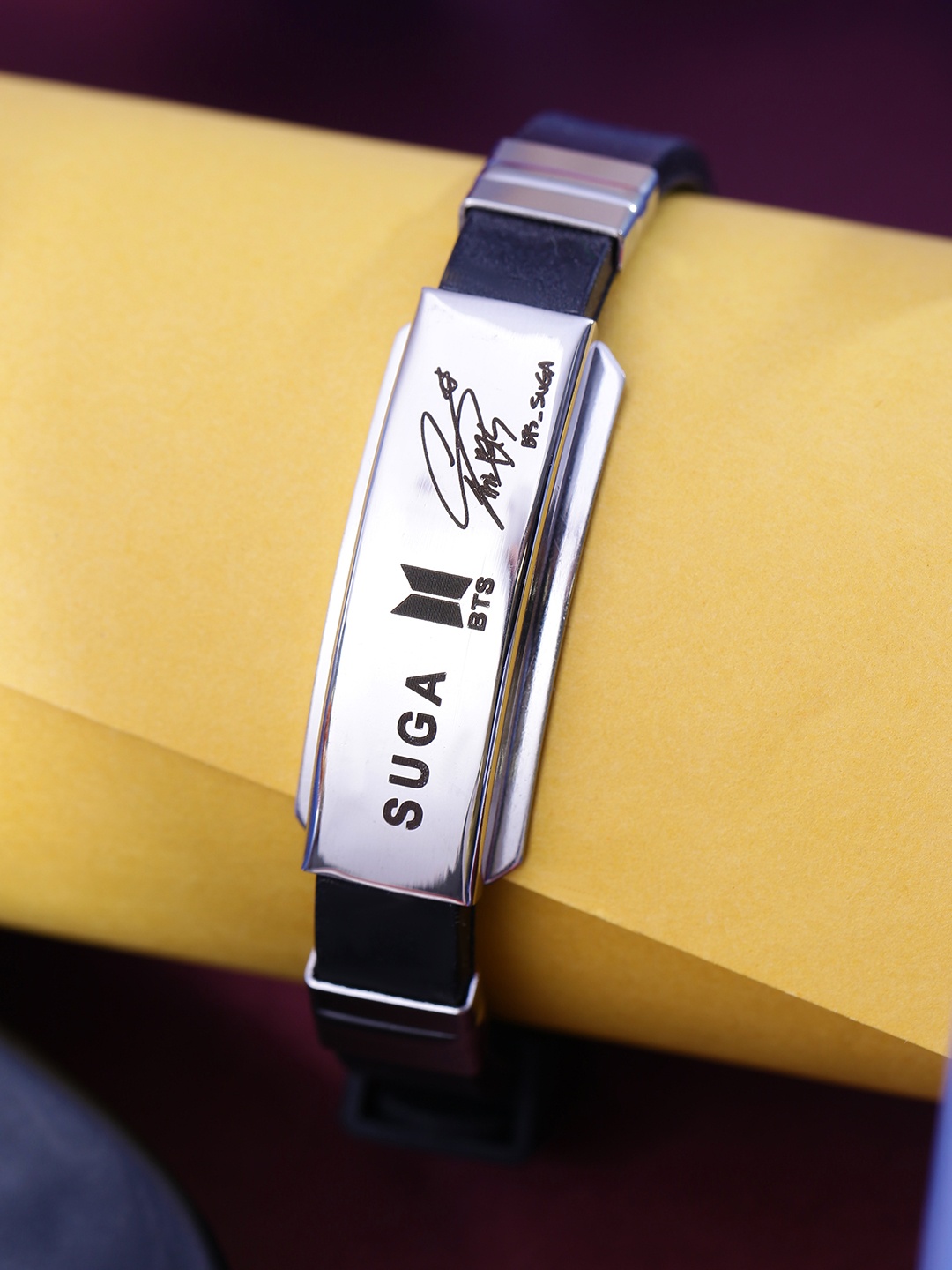 

Yellow Chimes Men Silver-Toned & Black Silver-Plated Wraparound Bracelet