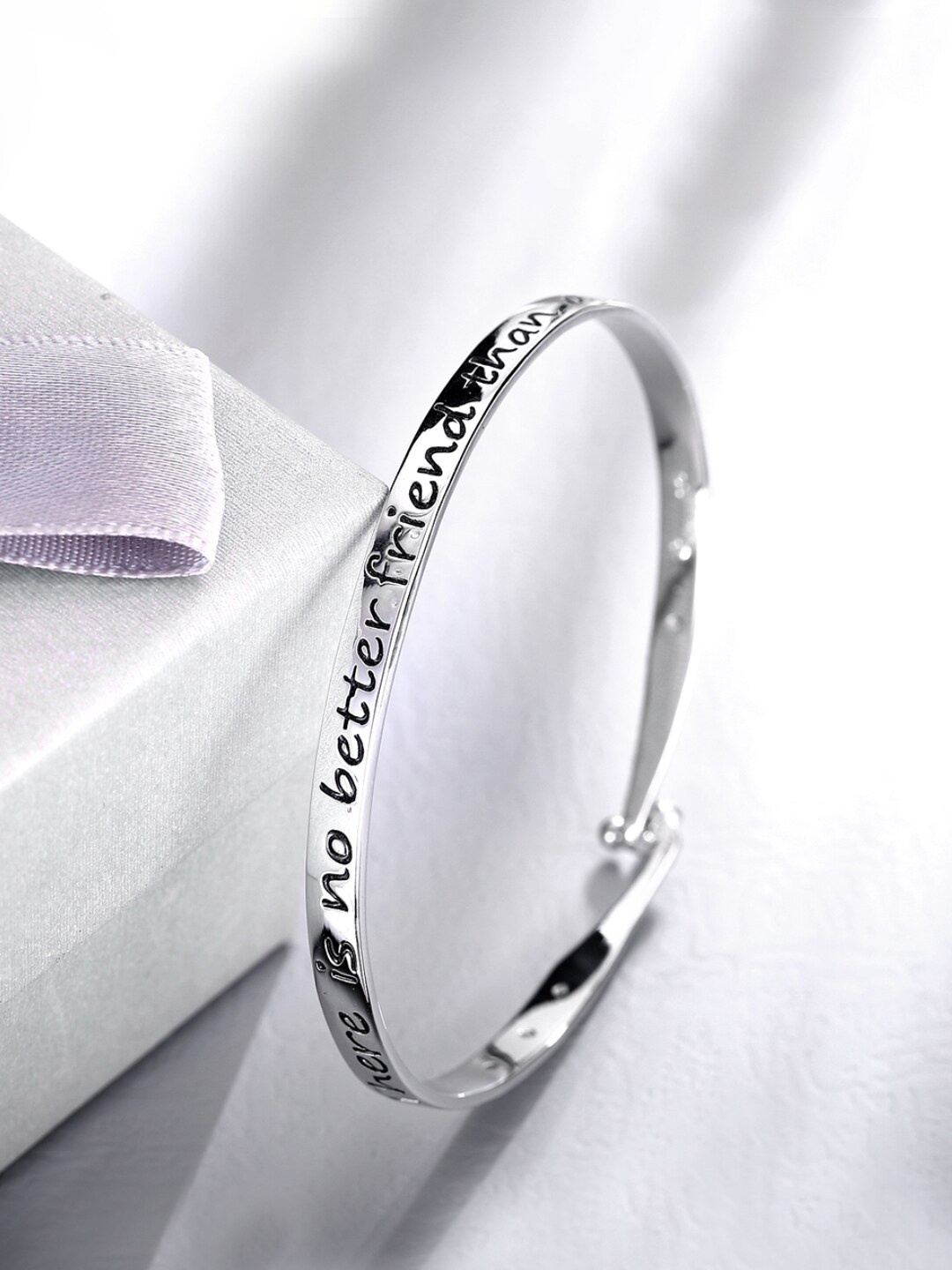 

Yellow Chimes Women Rhodium-Plated Silver-Toned & Black Bangle-Style Bracelet