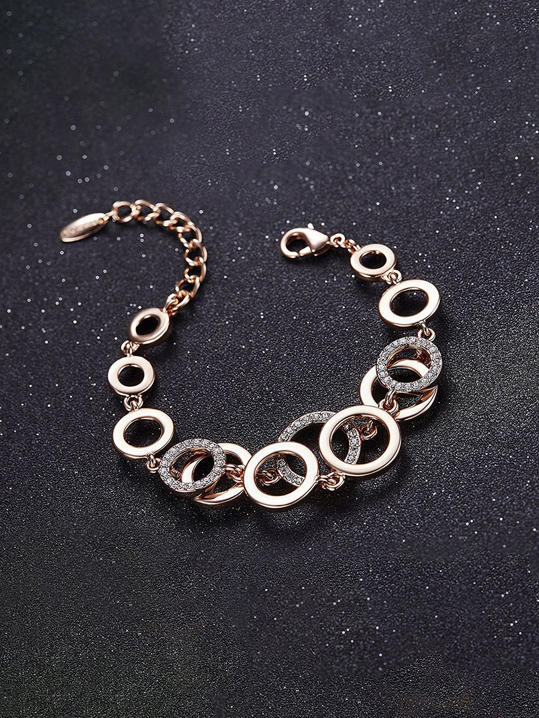

Yellow Chimes Women Rose Gold-Plated Crystals Charm Bracelet