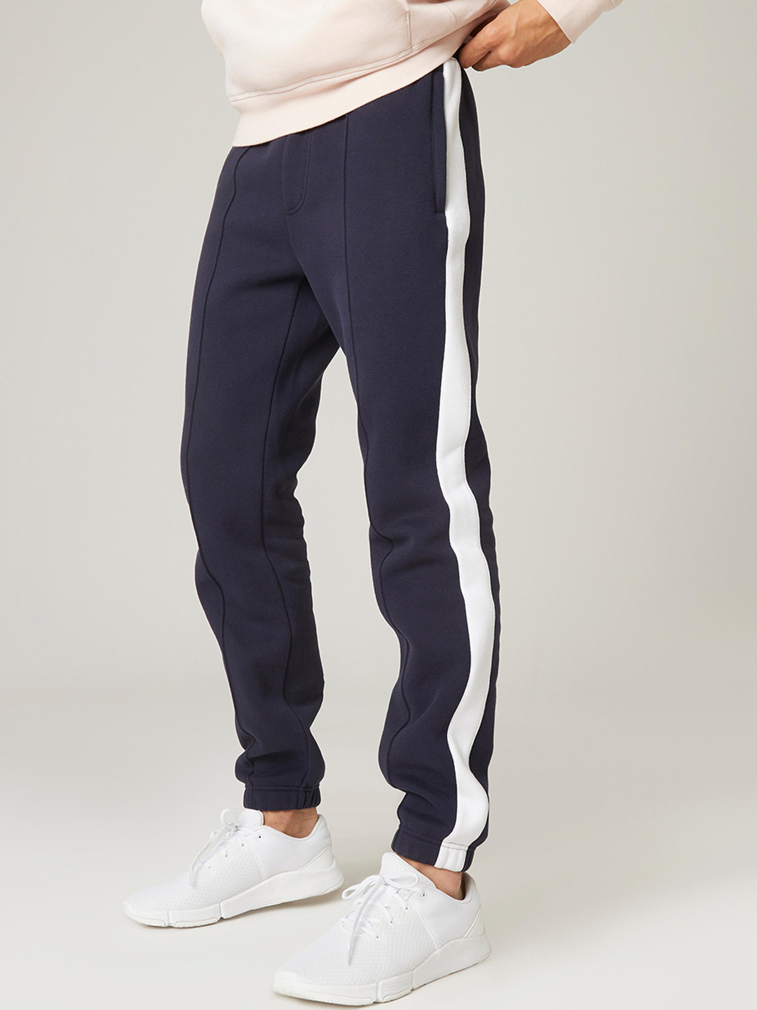 

NYAMBA By Decathlon Men Navy Blue Cotton Blend Pilates Joggers