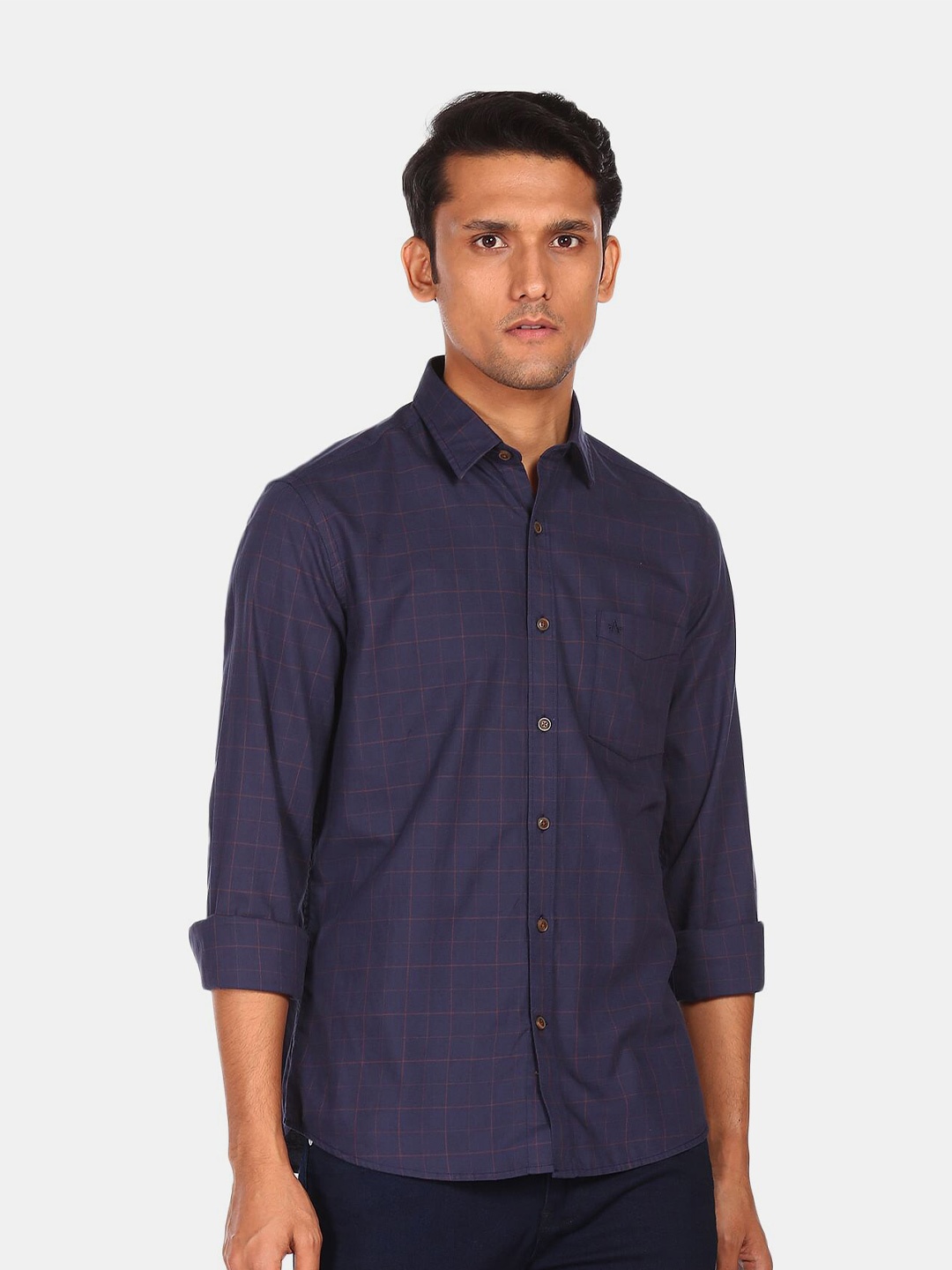 

Arrow Sport Men Blue Checked Cotton Casual Shirt