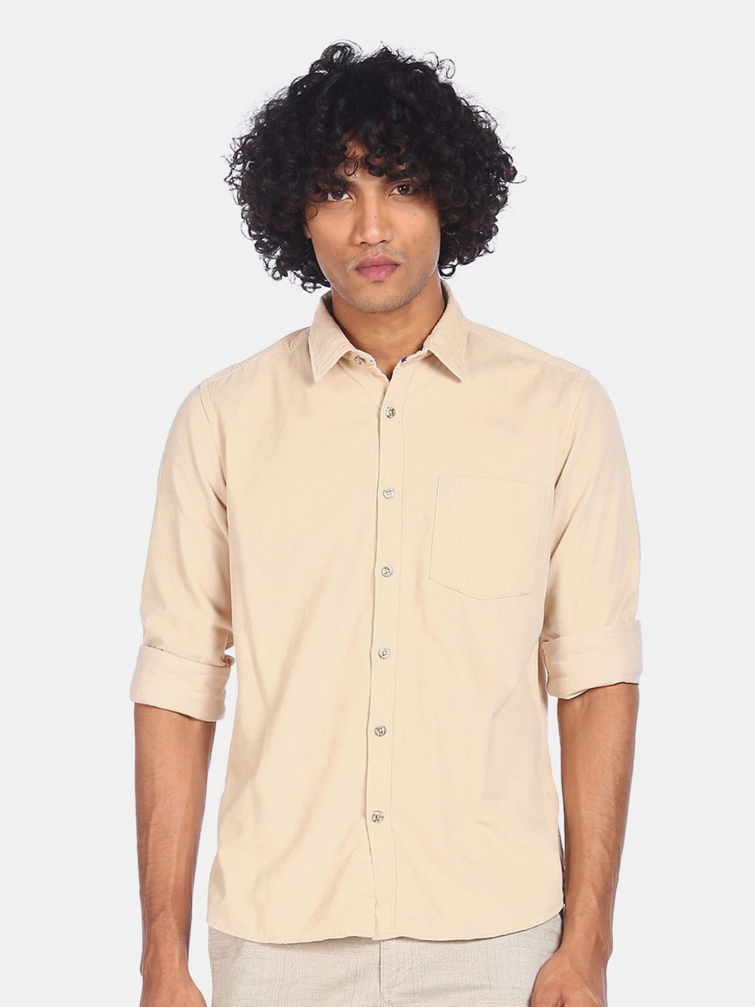 

Arrow Sport Men Beige Solid Casual Pure Cotton Shirt