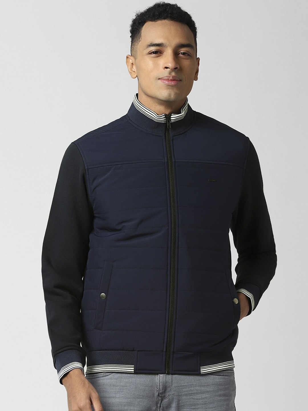 

Peter England Casuals Men Navy Blue Bomber Jacket