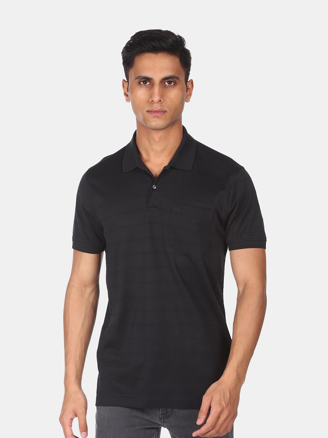 

Arrow Men Black Polo Collar T-shirt