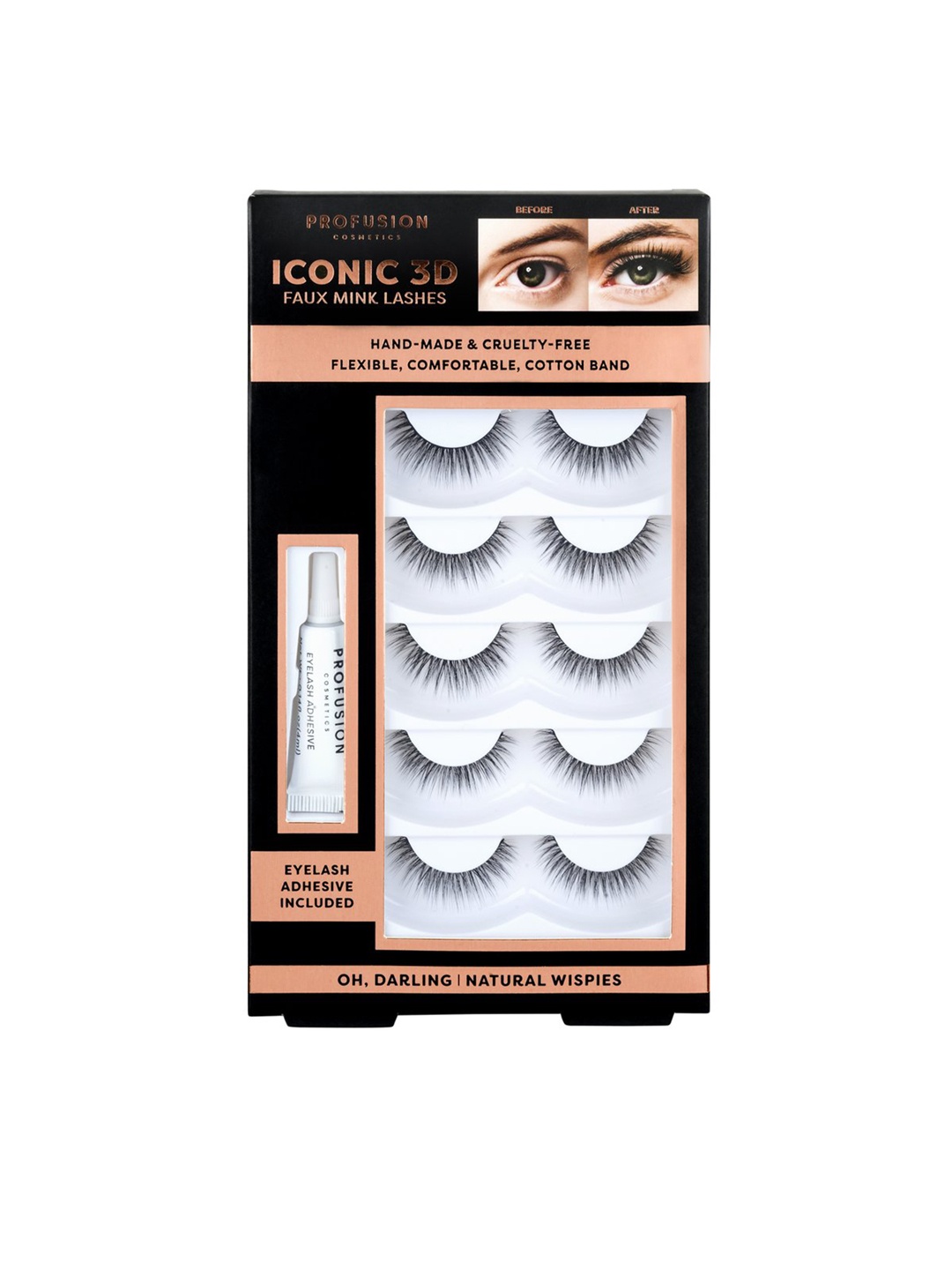 

PROFUSION COSMETICS Set of 10 Oh Darling Iconic 3D Mink Eyelashes, Black