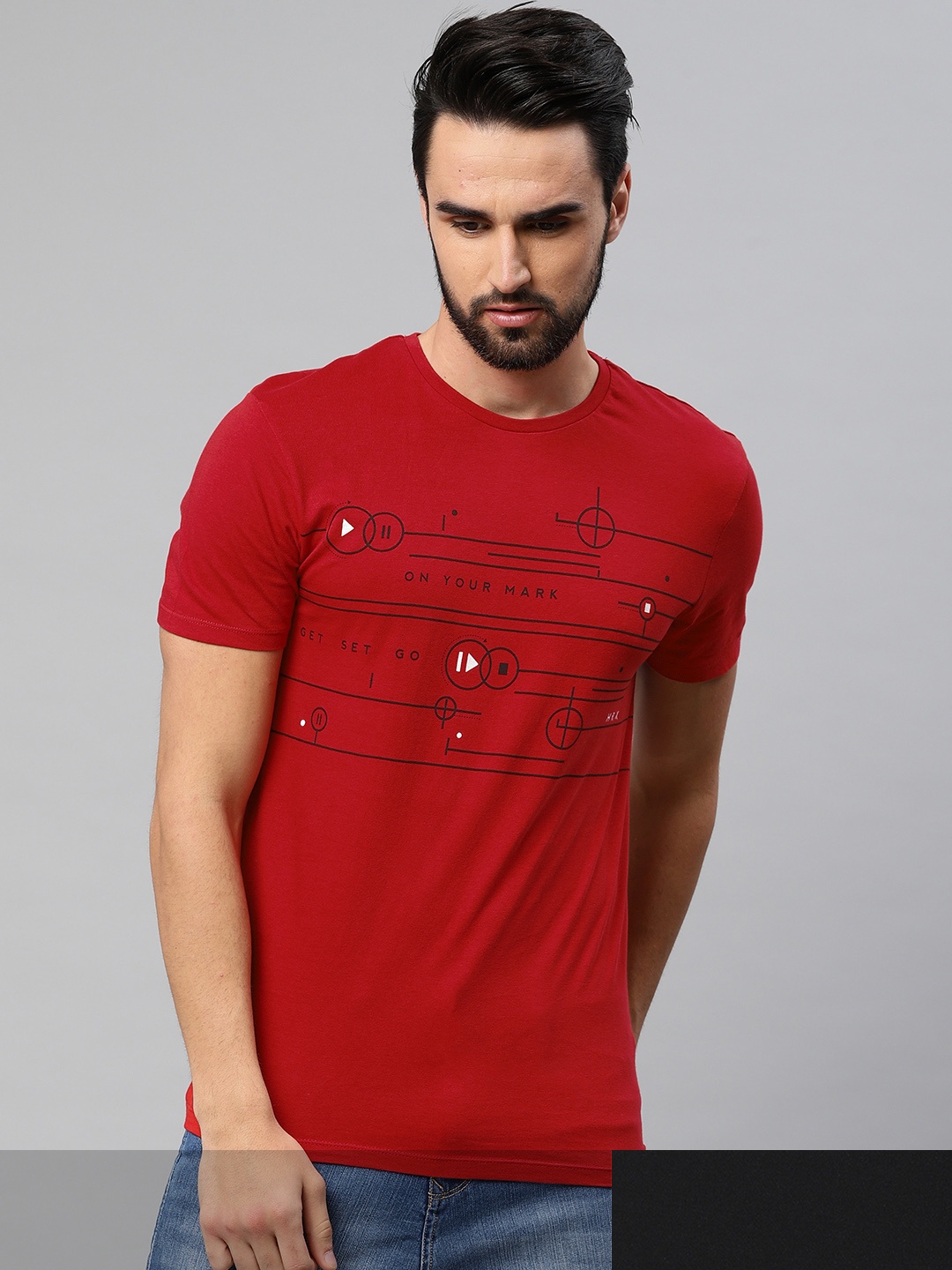 

HRX by Hrithik Roshan Men Pack Of 2 Printed T-shirts, Red