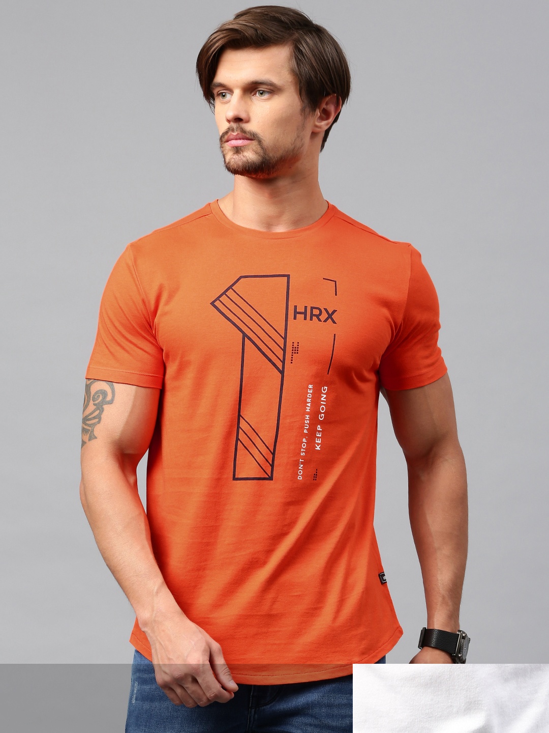 

HRX by Hrithik Roshan Men Pack Of 2 Printed Cotton T-shirts, White