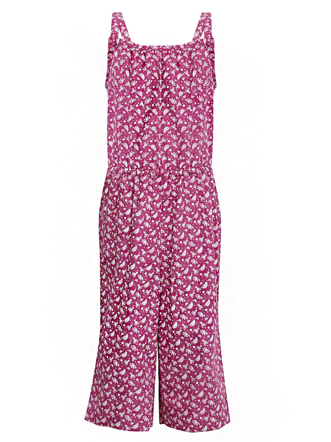 

A Little Fable Girls Purple Printed Basic Jumpsuit