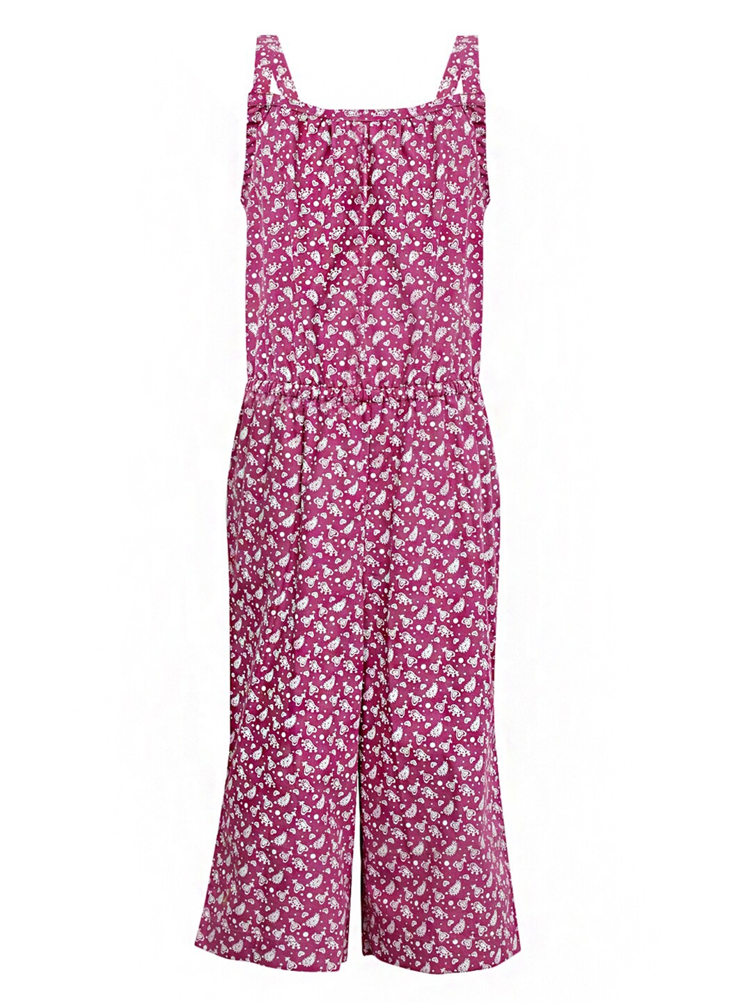 

A Little Fable Girls Purple & White Printed Jumpsuit