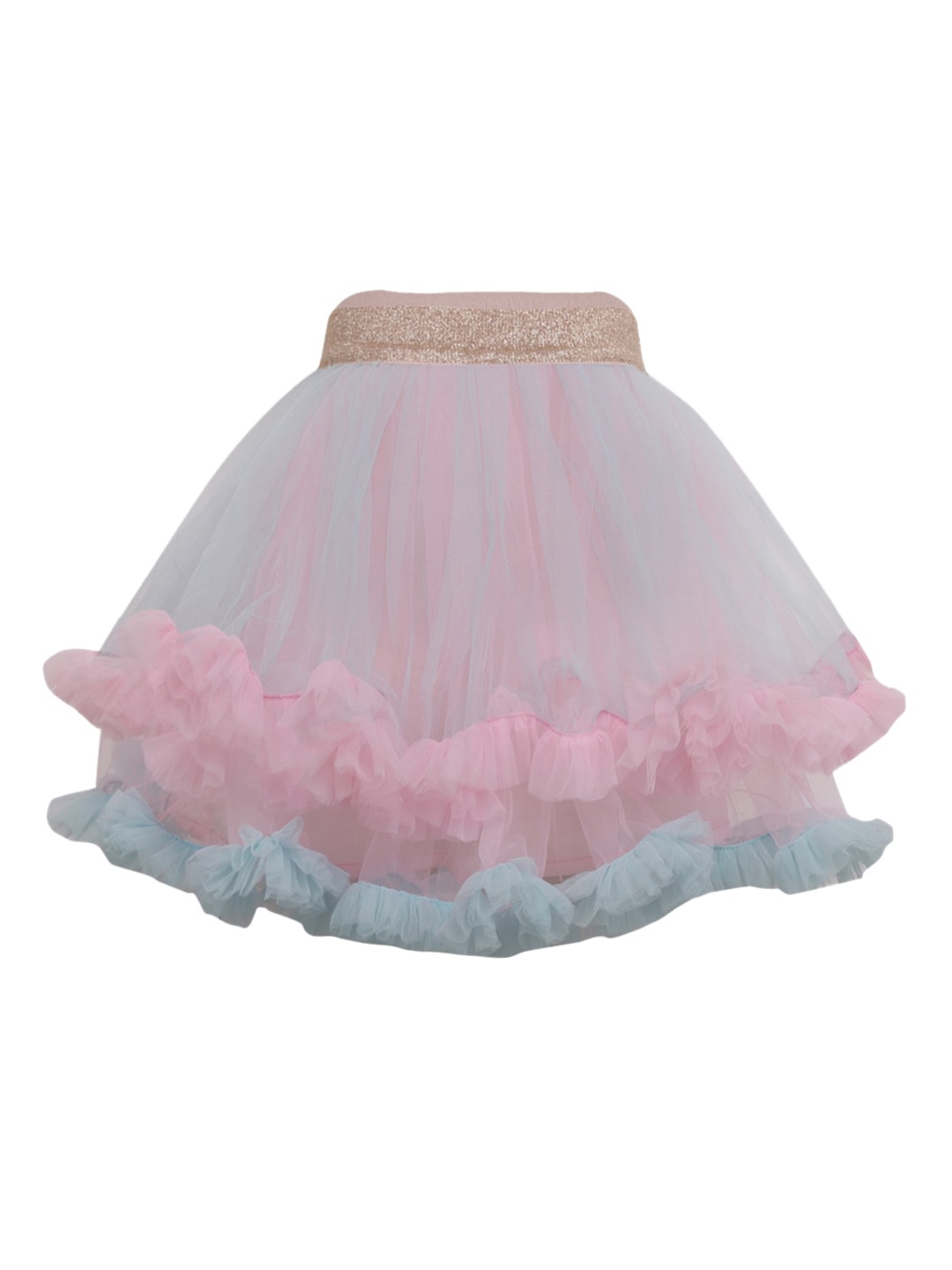 

A Little Fable Girls White & Pink Solid Knee-Length Flared Skirt