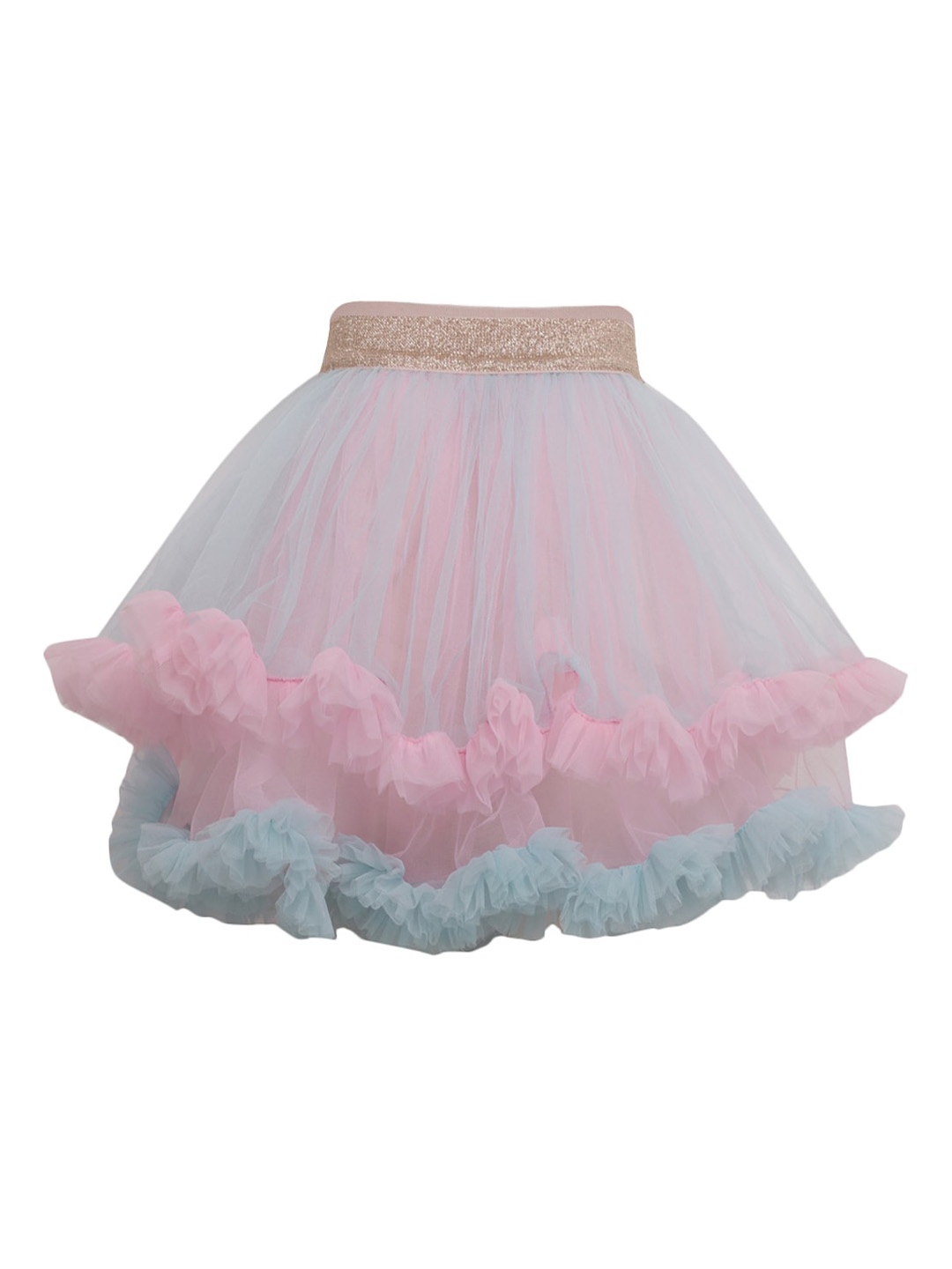 

A Little Fable Girls Pink & Blue Solid Flared Knee-Length Tutu Skirt