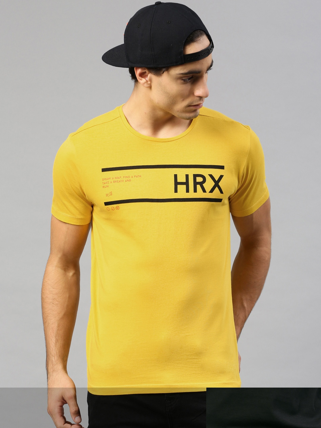 

HRX by Hrithik Roshan Men Pack of 2 Brand Logo Printed Cotton T-shirt, Black