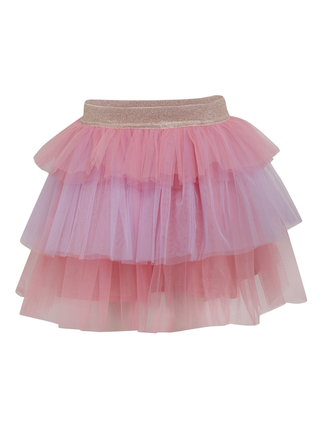 

A Little Fable Girls Pink Colourblocked Knee Length Tiered Skirt