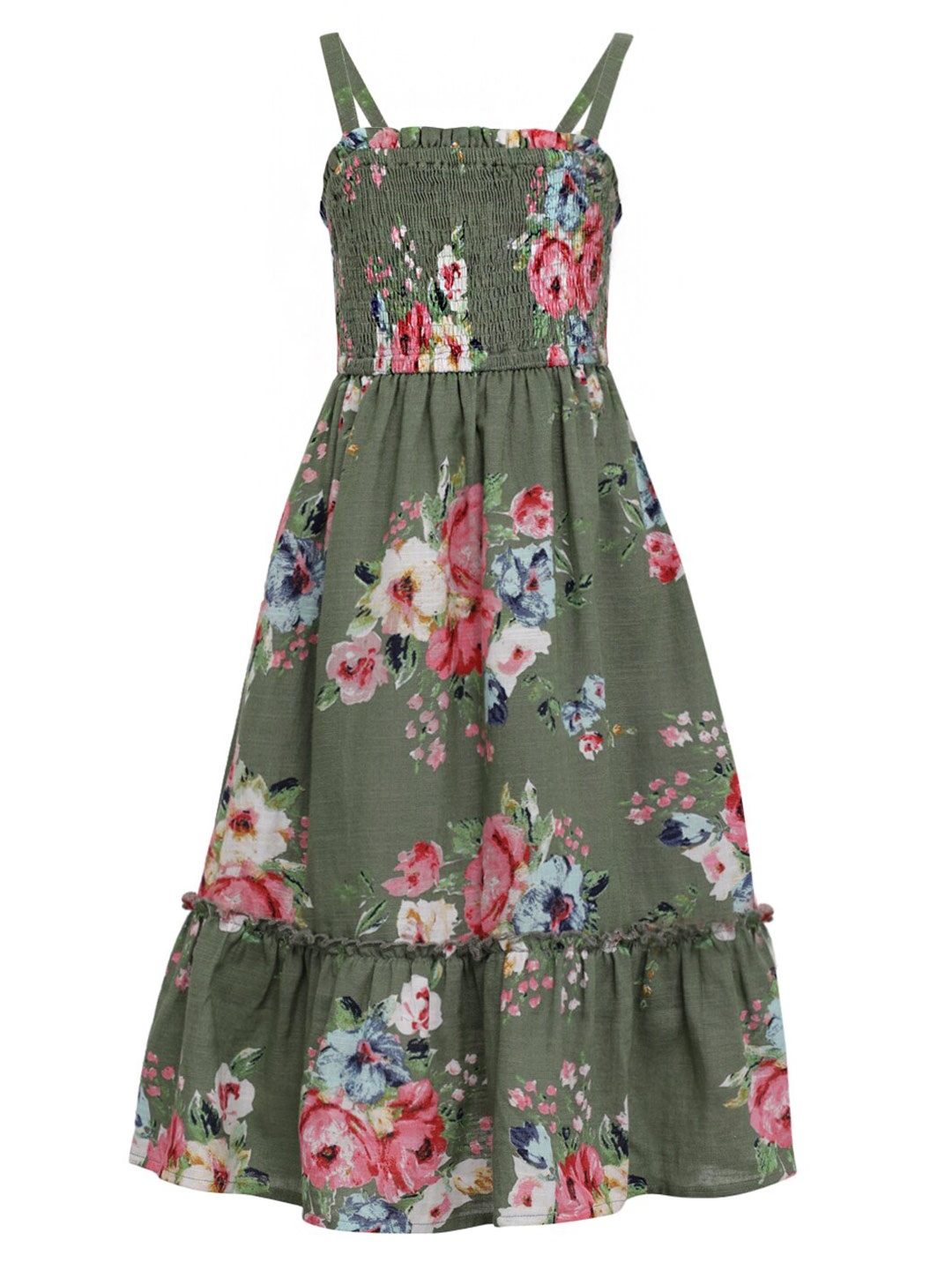 

A Little Fable Green Floral Cotton Maxi Dress