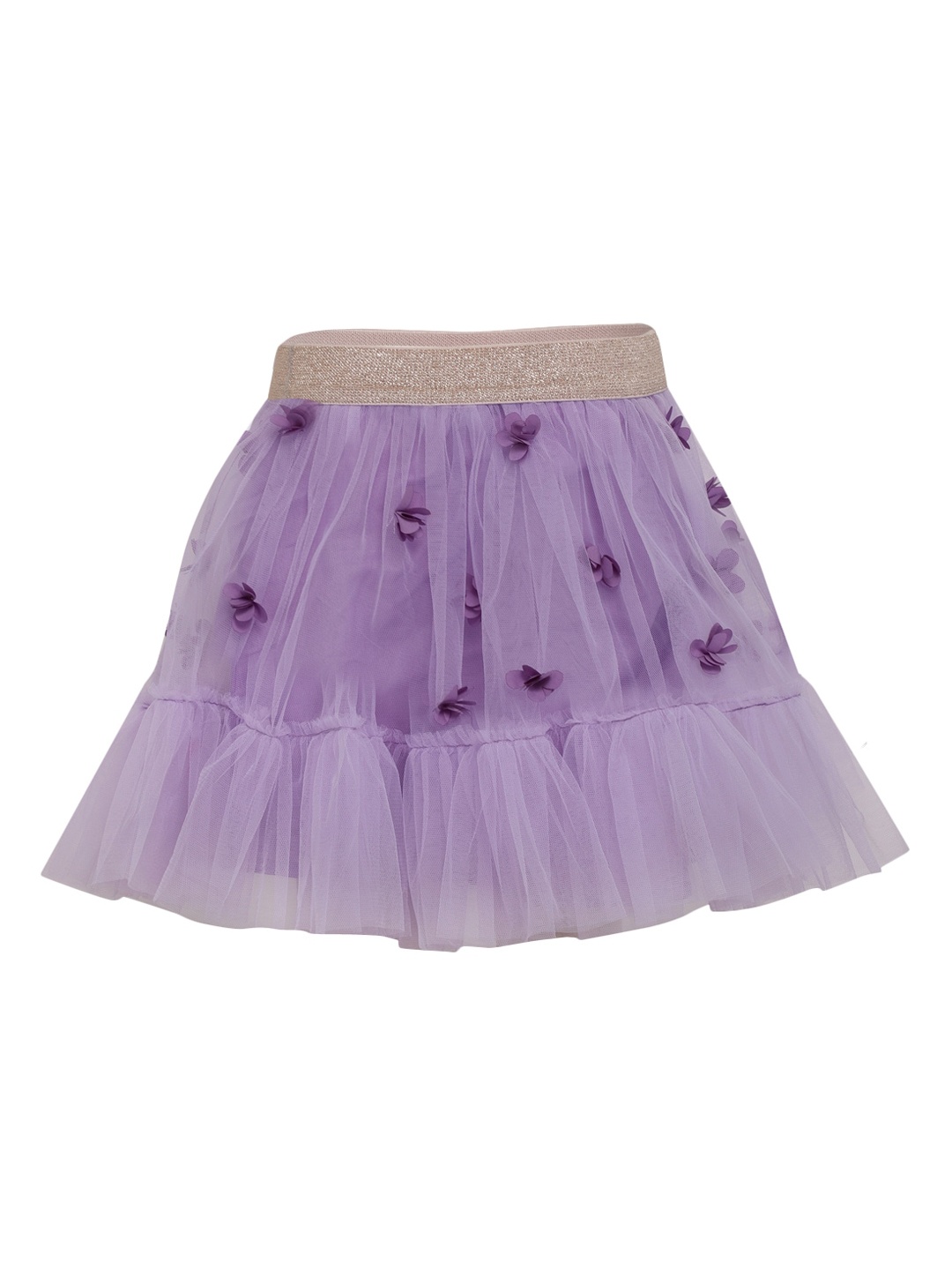 

A Little Fable Girls Purple Embroidered Knee-Length Flared Tutu Skirt