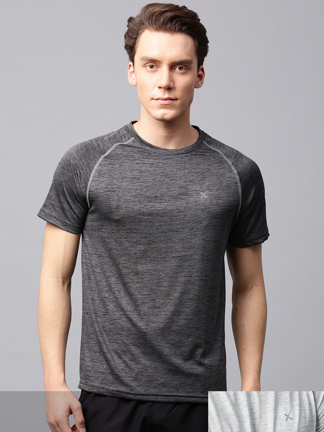 

HRX by Hrithik Roshan Men Pack Of 2 Solid Tshirts, Grey