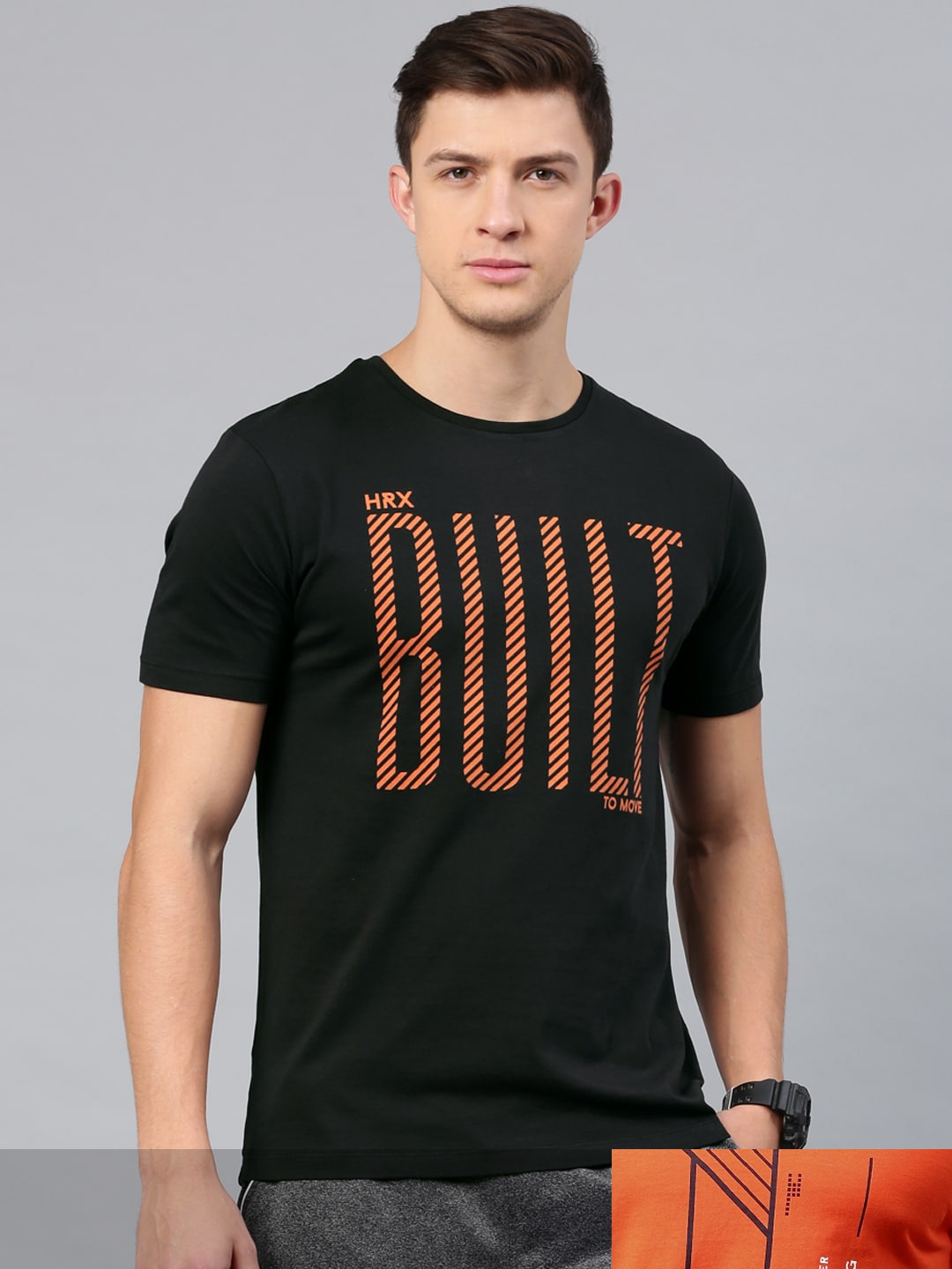 

HRX by Hrithik Roshan Men Pack Of 2 Printed T-shirts, Orange