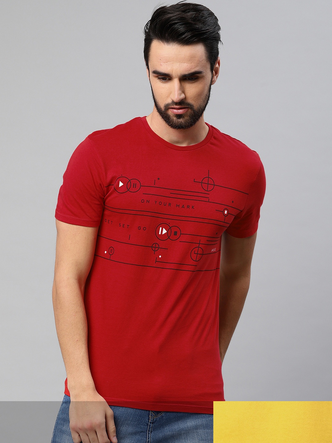 

HRX by Hrithik Roshan Men Pack Of 2 Printed Tshirts, Red