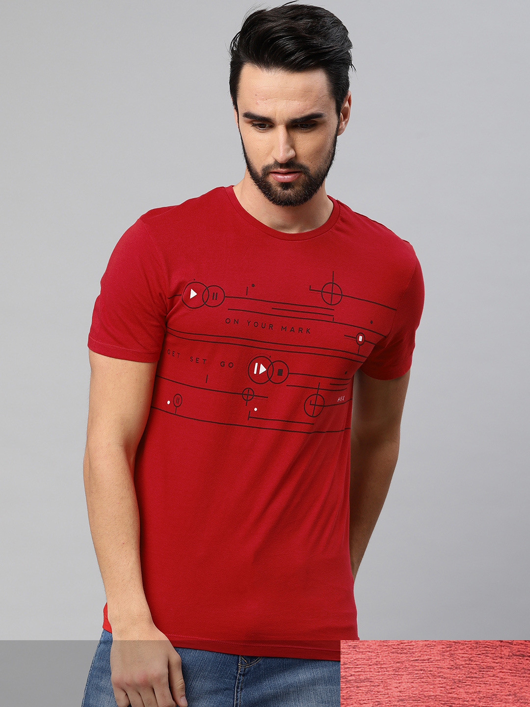 

HRX by Hrithik Roshan Men Pack of 2 Round Neck T-shirt, Red