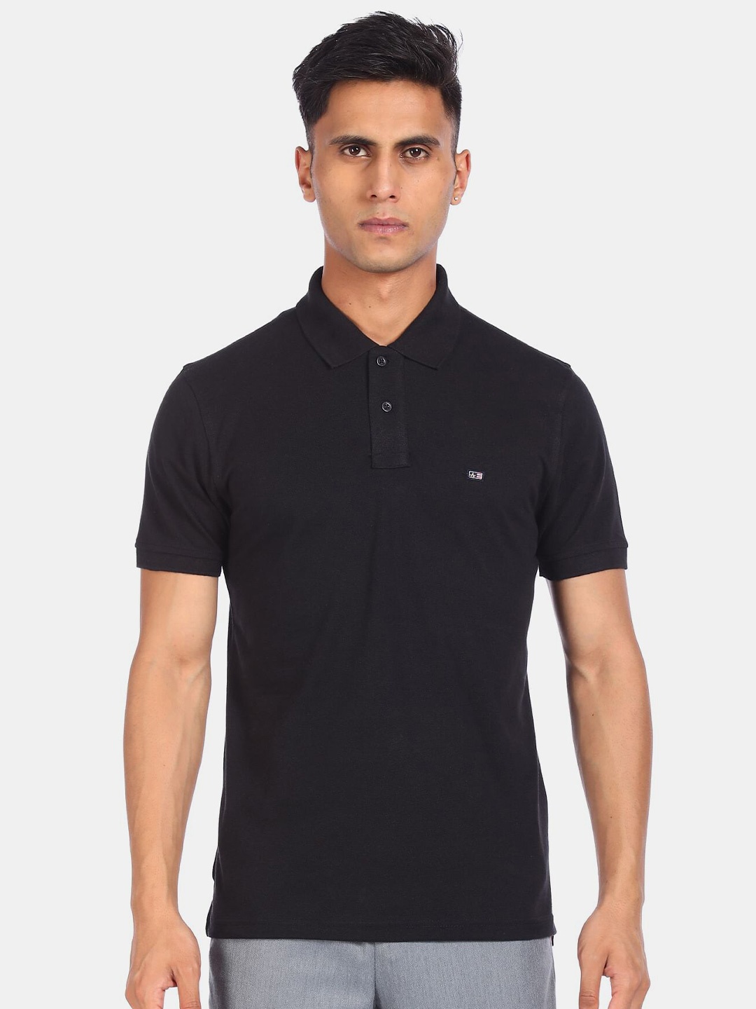 

Arrow Sport Men Black Polo Collar T-shirt