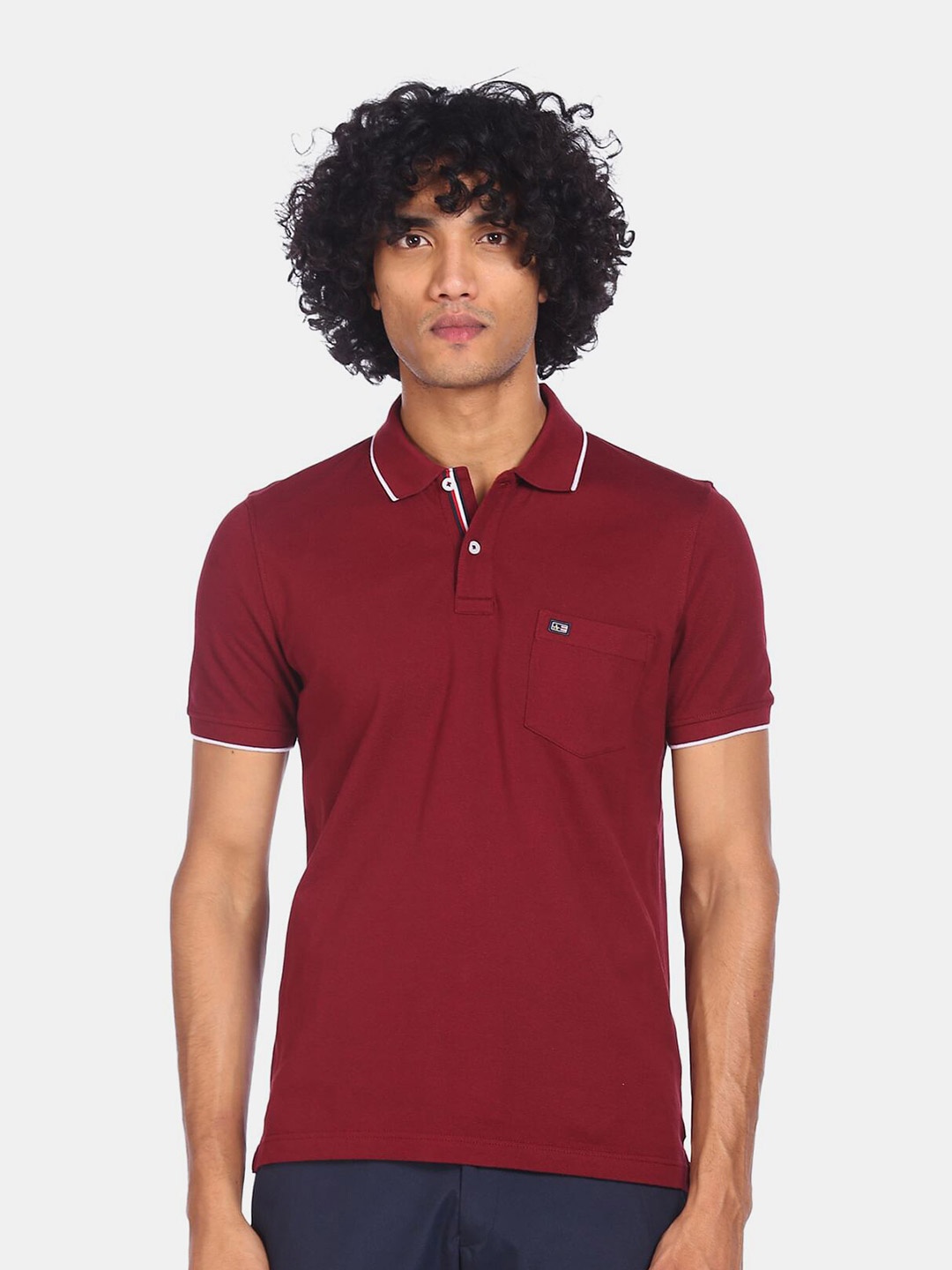 

Arrow Sport Men Red Polo Collar Cotton T-shirt