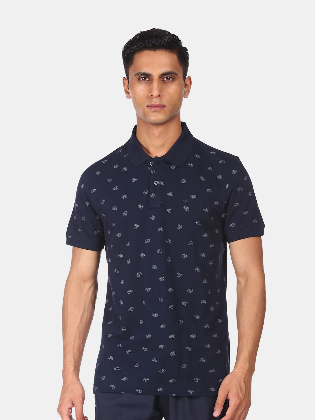 

Arrow Sport Men Blue Printed Polo Collar Pure Cotton T-shirt