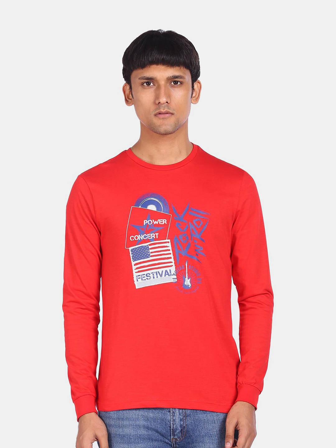 

Colt Men Red Printed Pure Cotton T-shirt