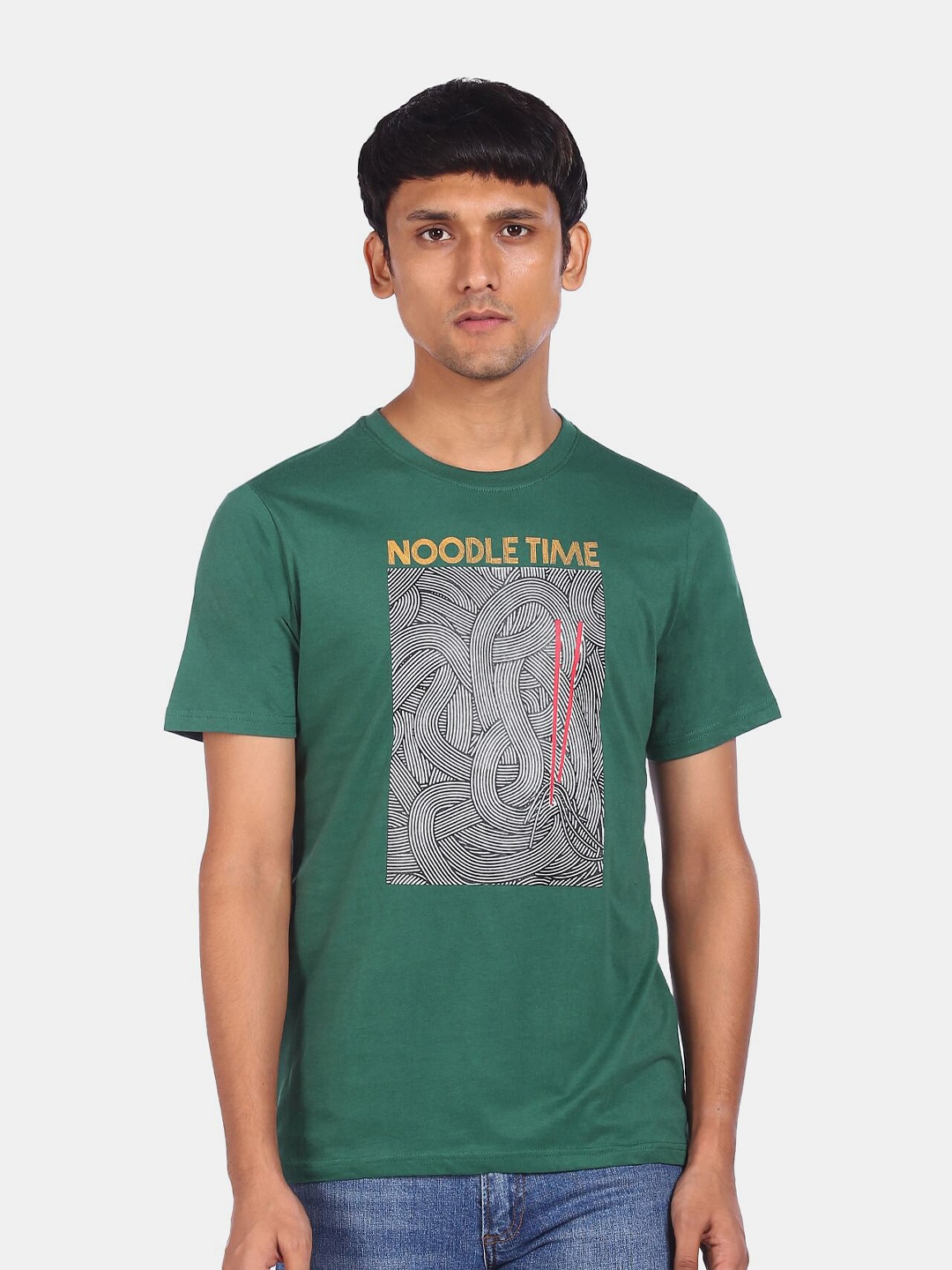 

Colt Men Green Graphic Printed Pure Cotton T-shirt