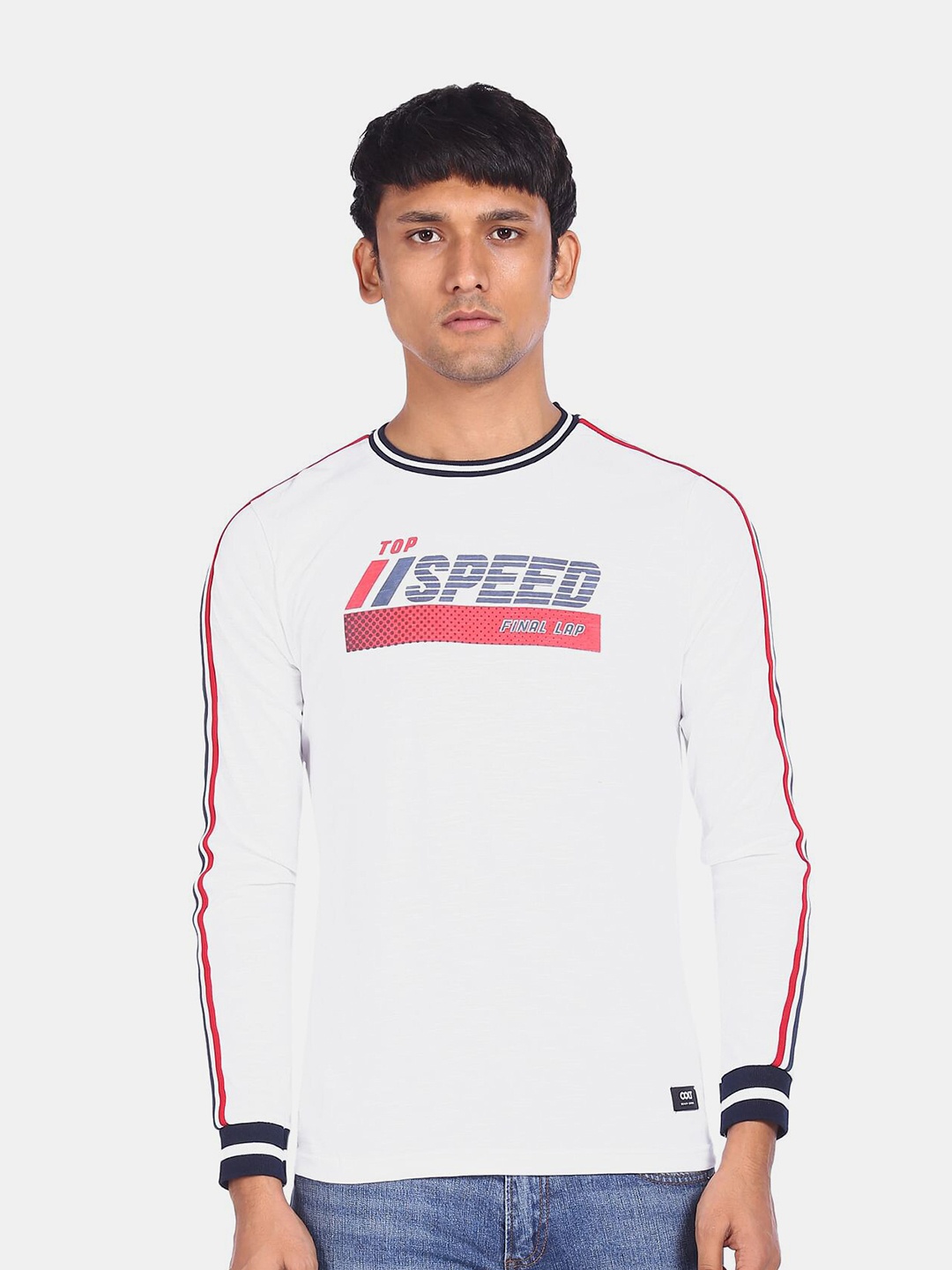 

Colt Men White & Red Printed Pure Cotton T-shirt