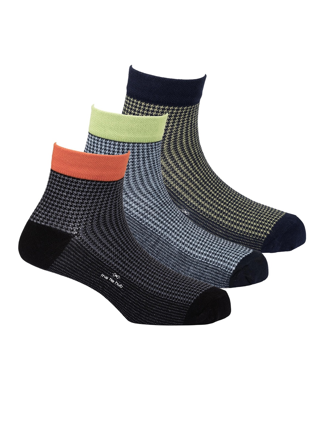 

The Tie Hub Pack of 3 Patterned Ankle Length Socks, Multi