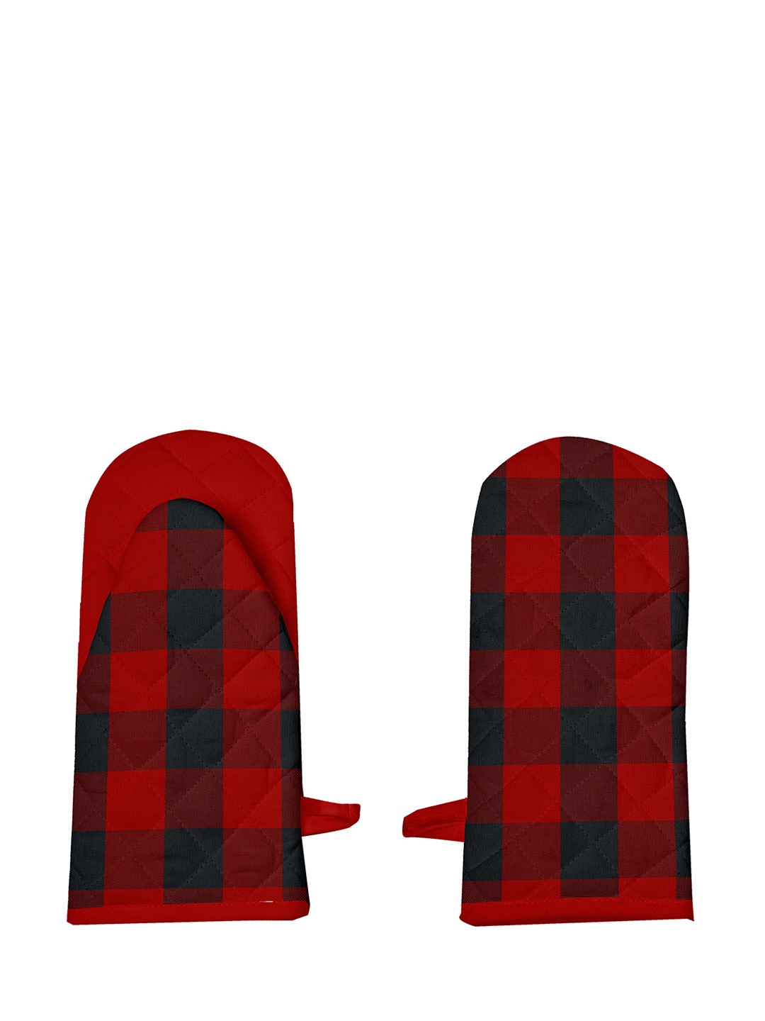 

Lushomes Woman Set Of 2 Red & Black Buffalo Checked Oven Gloves