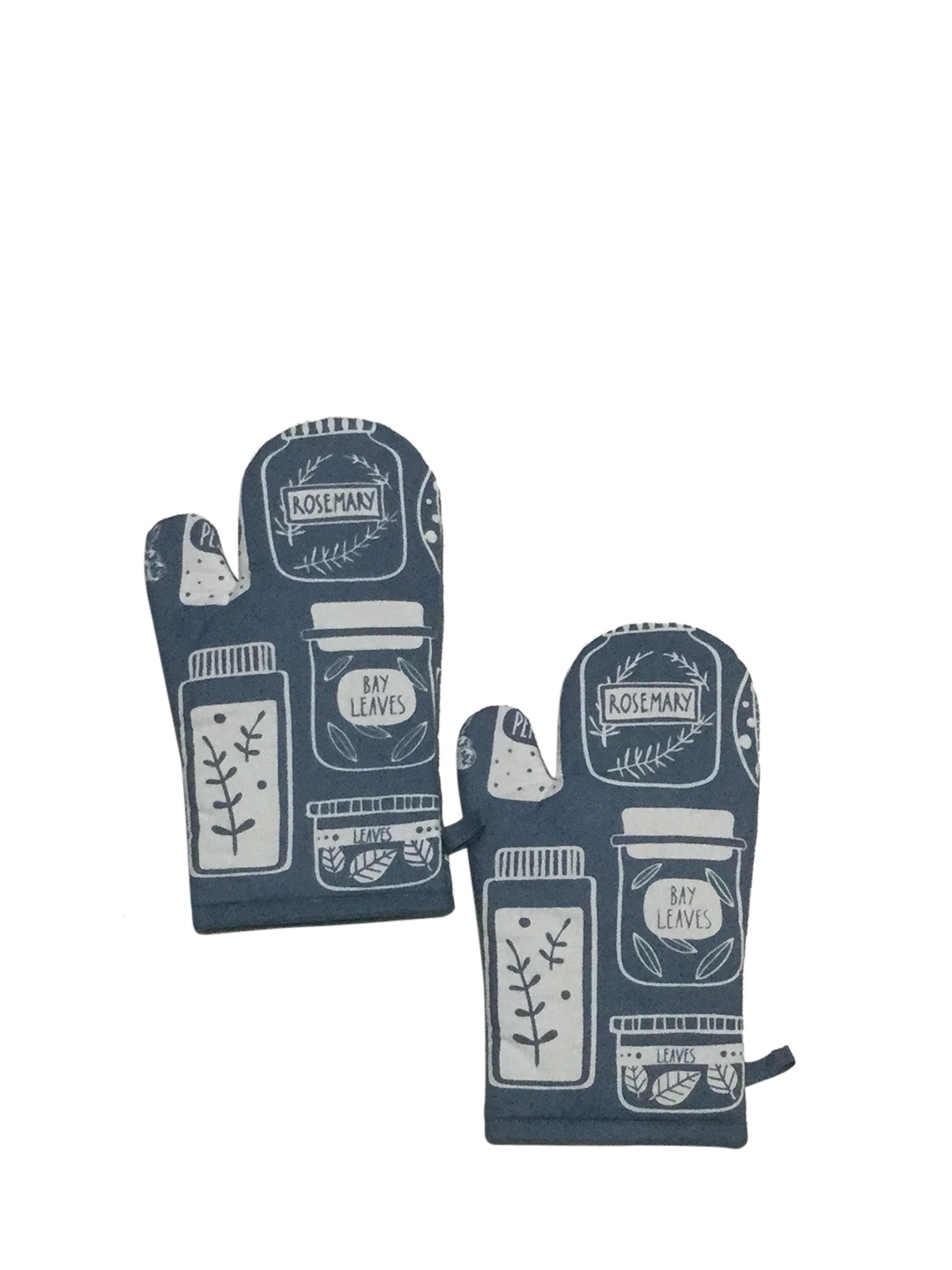 

Lushomes Women Set Of 2 Blue & White Printed Cotton Kitchen Gloves
