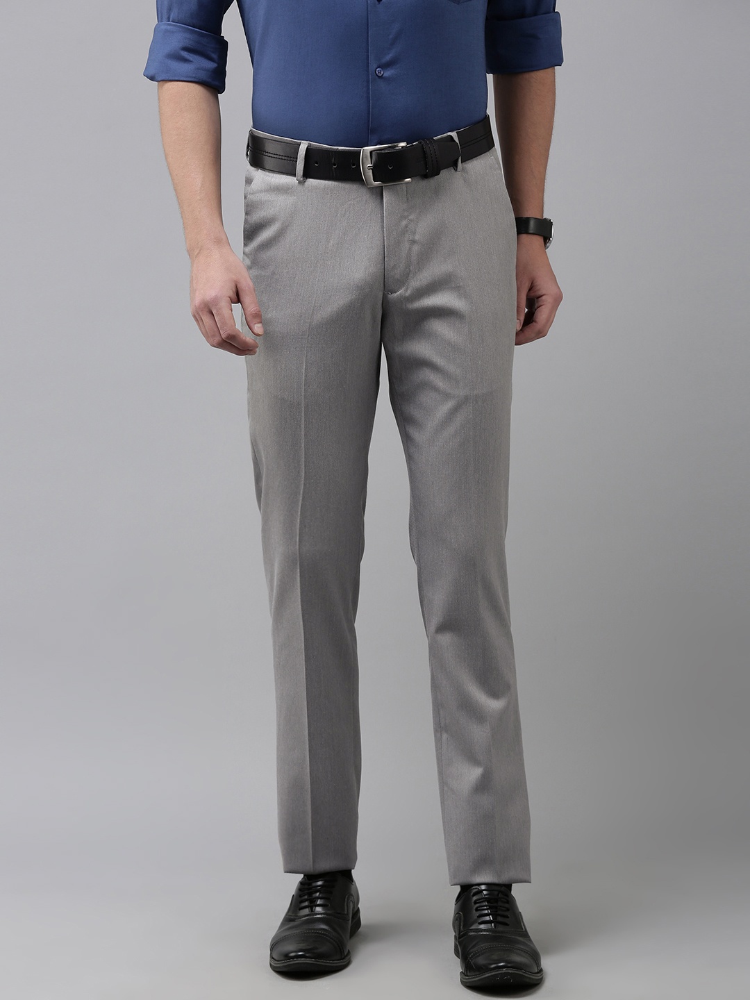

Arrow Men Grey Textured Mid Rise Tailored Fit Formal Trousers