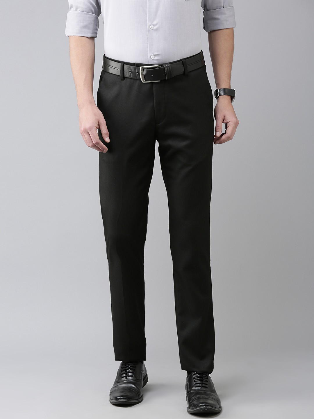 

Arrow Men Black Solid Wrinkle Free Formal Trousers