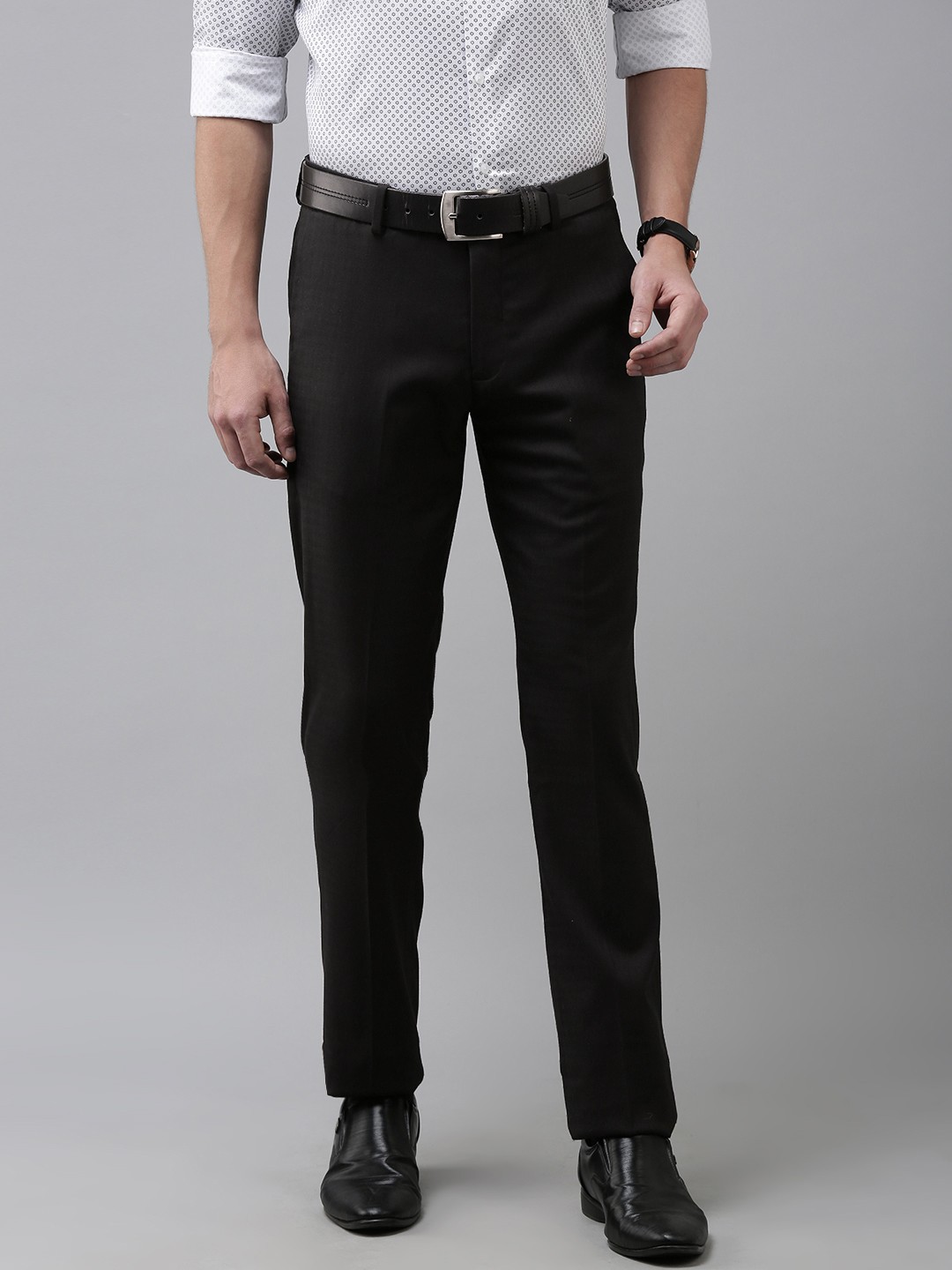 

Arrow Men Black Checked Trousers