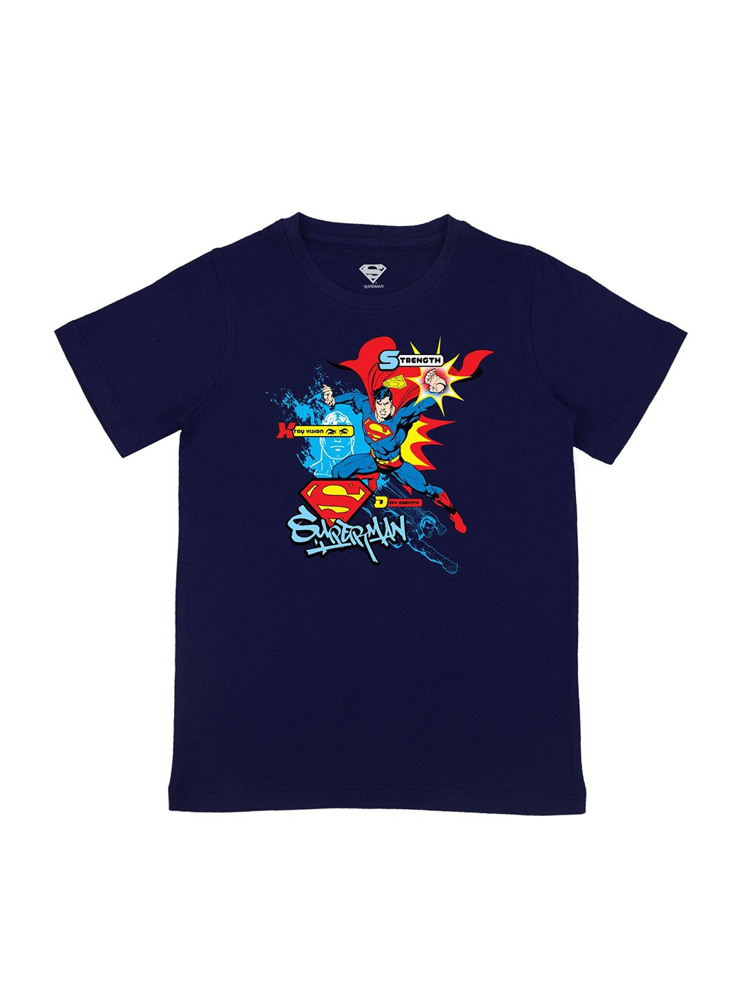 

DC by Wear Your Mind Boys Navy Blue Superman Printed Pure Cotton T-shirt