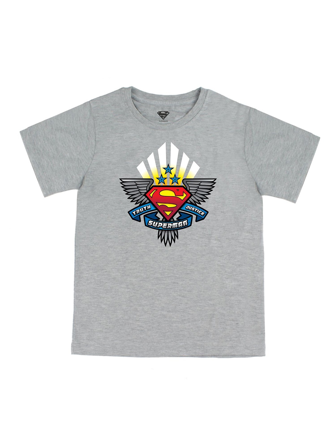 

DC by Wear Your Mind Boys Grey Superman Printed Pure Cotton T-shirt