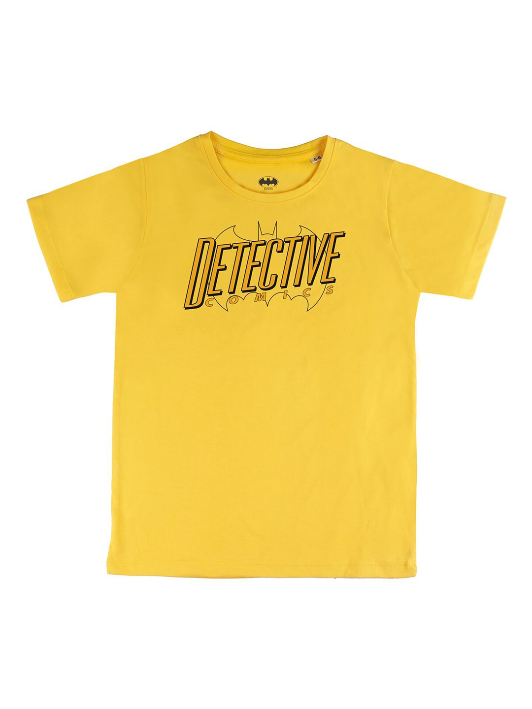 

DC by Wear Your Mind Boys Yellow Typography Batman Printed T-shirt