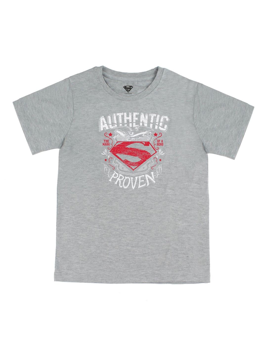 

DC by Wear Your Mind Boys Grey Melange Superman Printed Pure Cotton T-shirt
