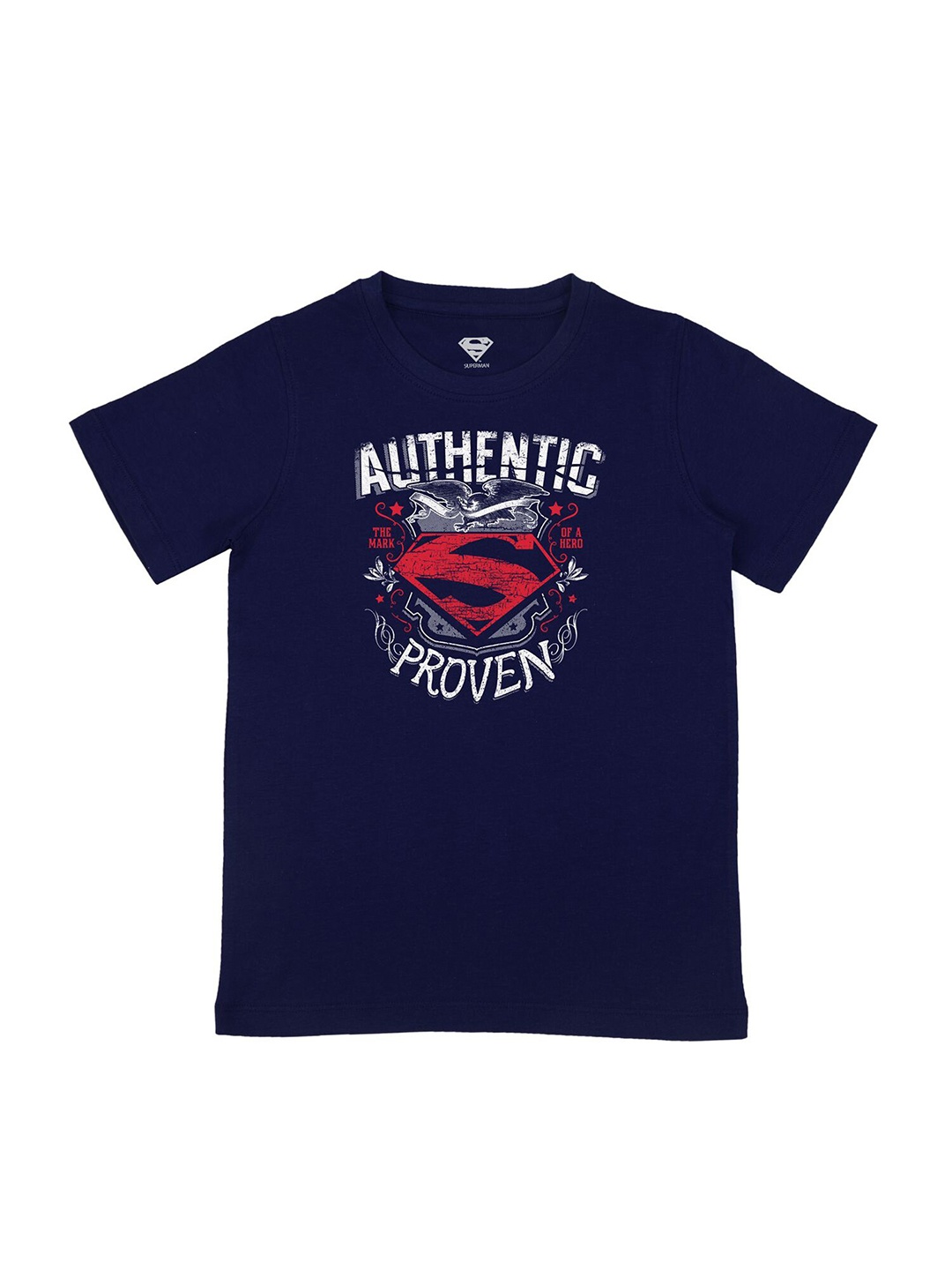 

DC by Wear Your Mind Boys Navy Blue Superman Printed Applique T-shirt