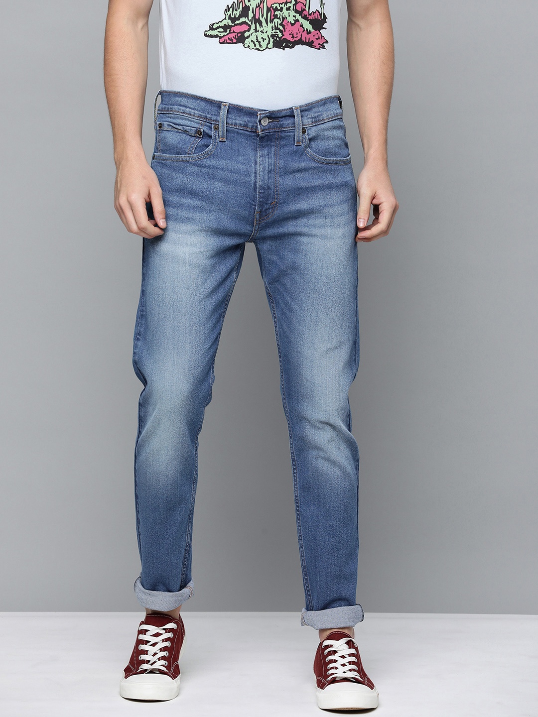 

Levis Men Blue 512 Slim Tapered Fit Heavy Fade Mid-Rise Stretchable Jeans
