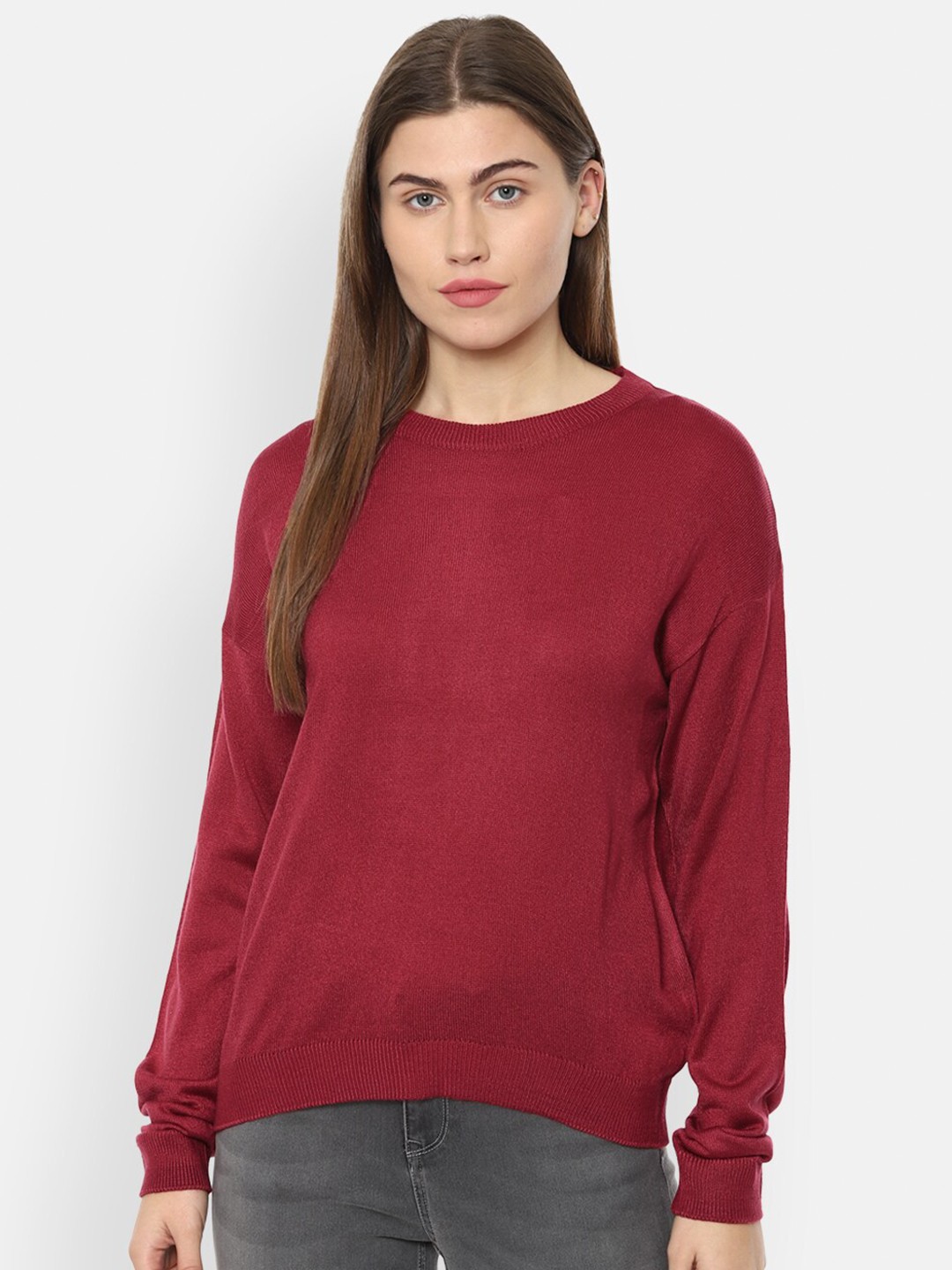 

Van Heusen Woman Women Maroon Acrylic Pullover