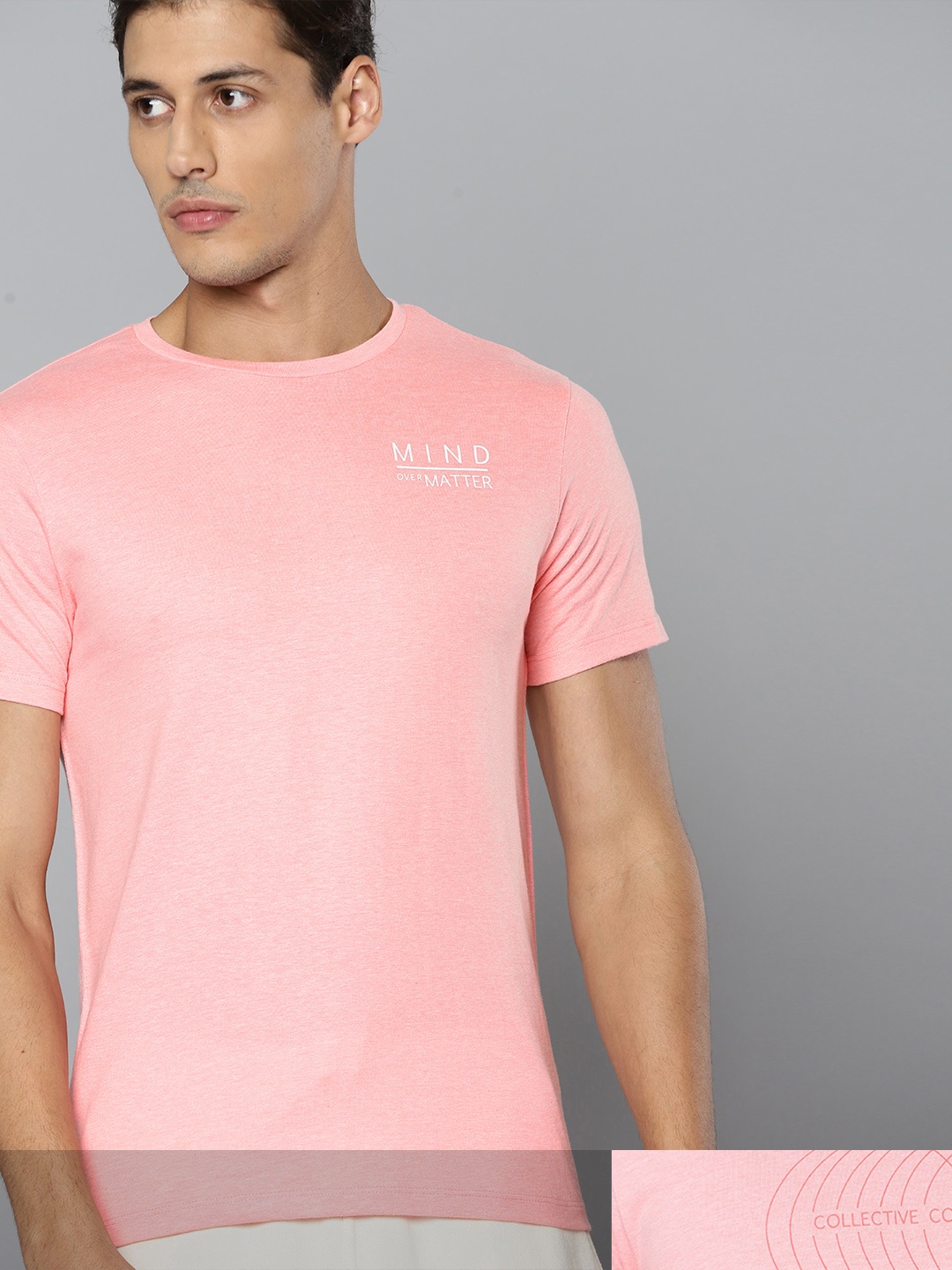 

HRX By Hrithik Roshan Yoga Men Pack of 2 Pink Melange Printed Tshirt