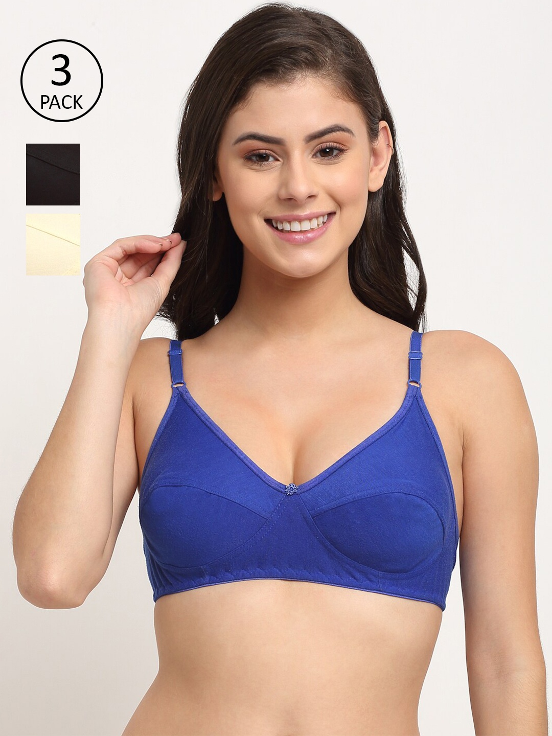 

Friskers Pack of 3 Bra Non Padded, Blue