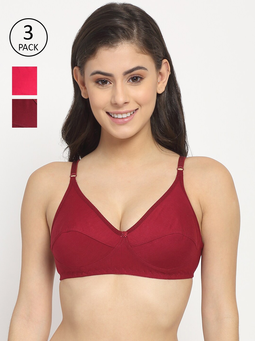 

Friskers Maroon & Orange Pack of 3 Bra