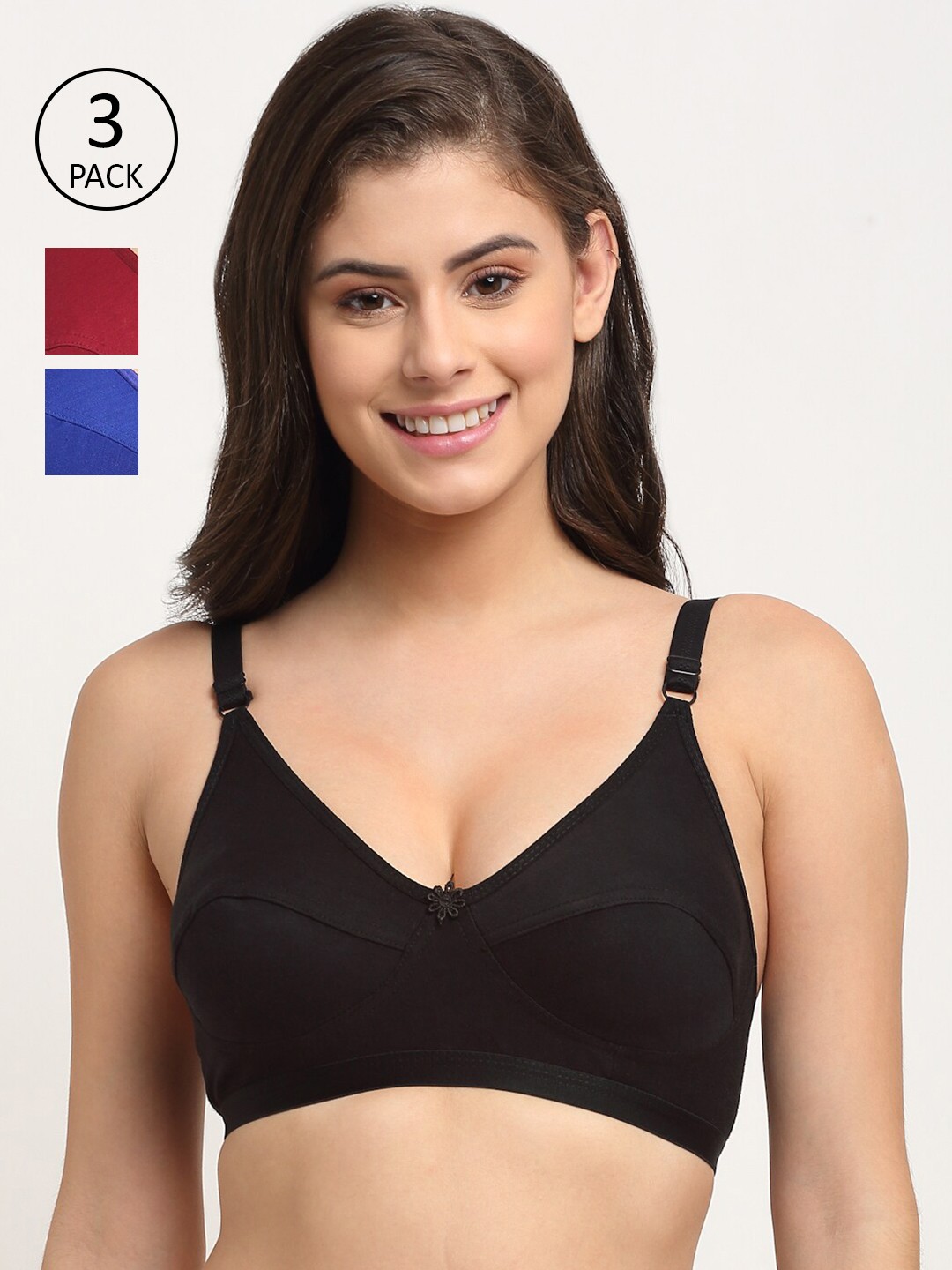 

Friskers Pack of 3 Bra Non Padded, Blue