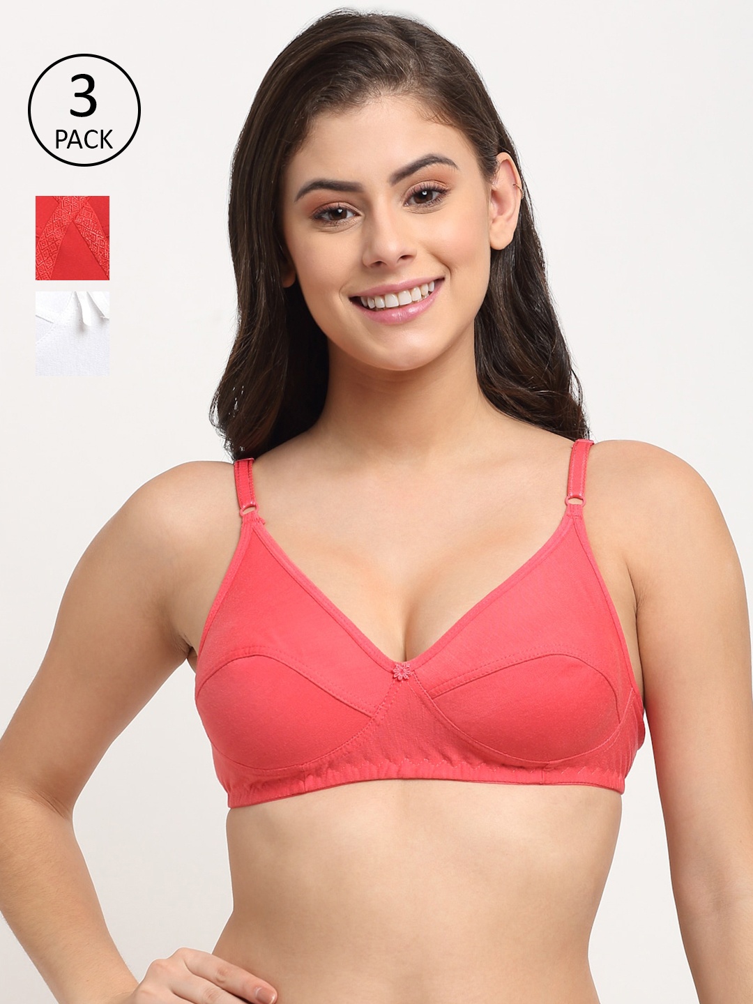 

Friskers Pack of 3 Red & White Everyday Bra