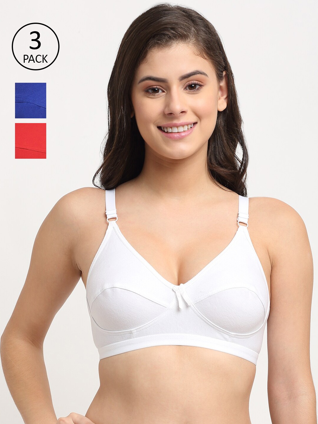 

Friskers Pack of 3 Premium Cotton Bra, Red