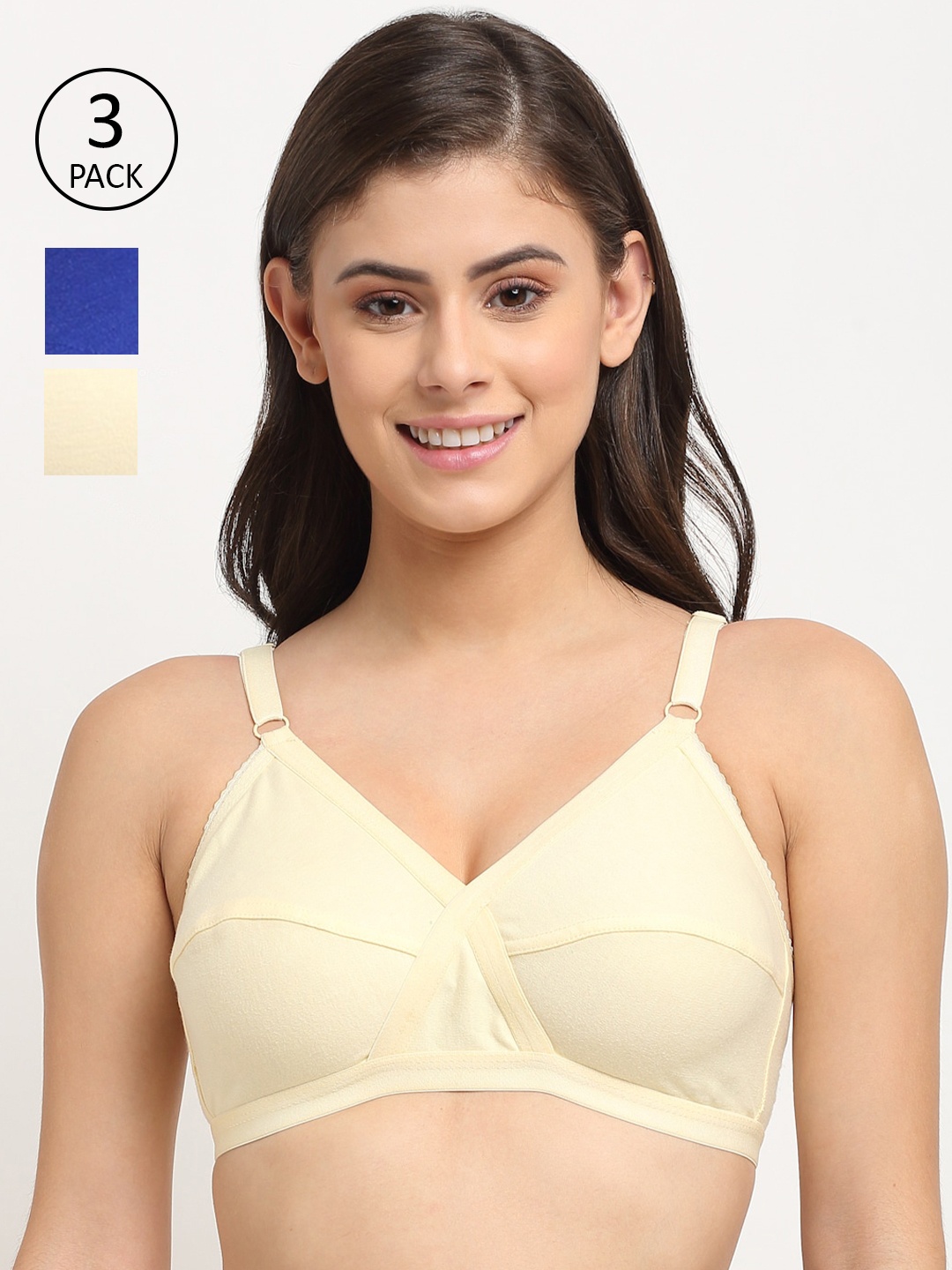 

Friskers Pack Of 3 Balconette Bra, Beige