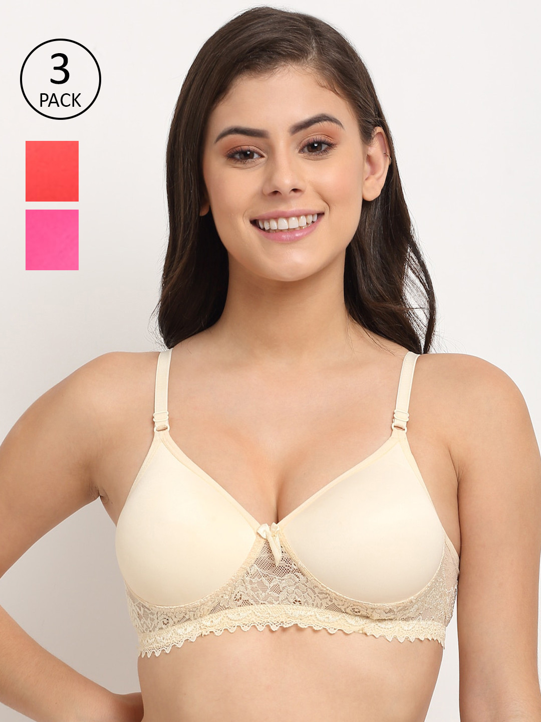 

Friskers Pack of 3 Bra Lightly Padded, Red